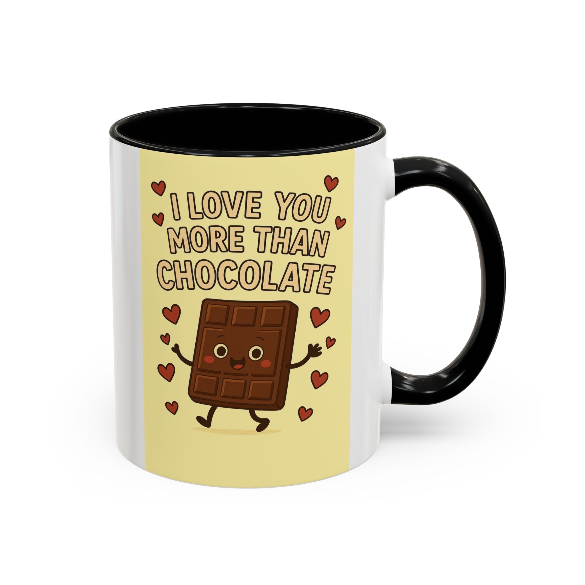 I Love You More Than Chocolate Accent Coffee Mug — Cute Valentine’s Day Gift