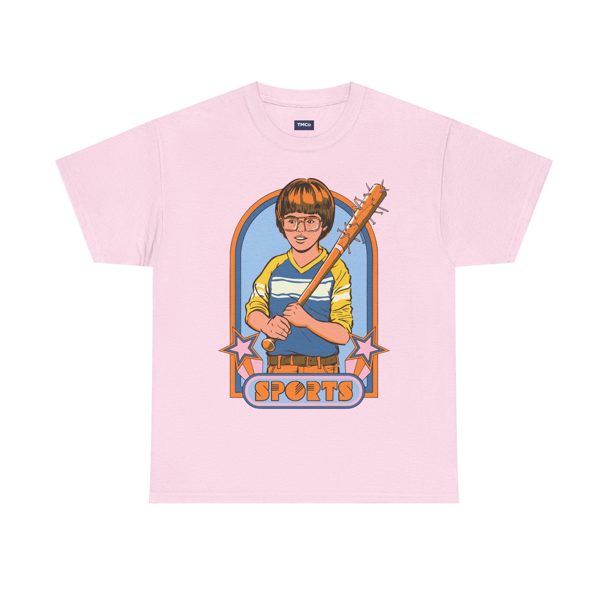 Retro 'Sports' Graphic Tee — Vintage Bat Kid Illustration