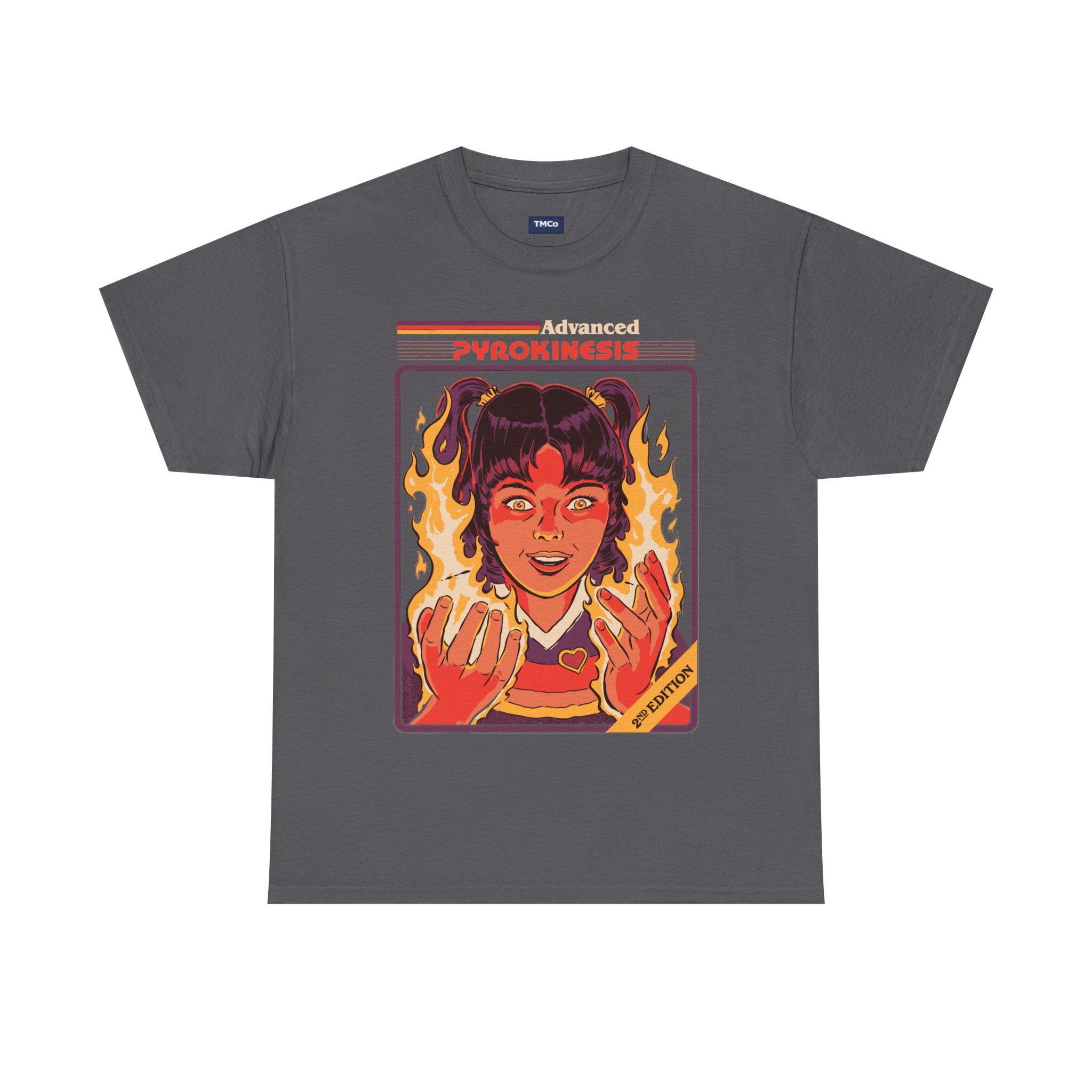 Psychokinesis Girl T-Shirt — Retro Anime Flame Illustration Tee