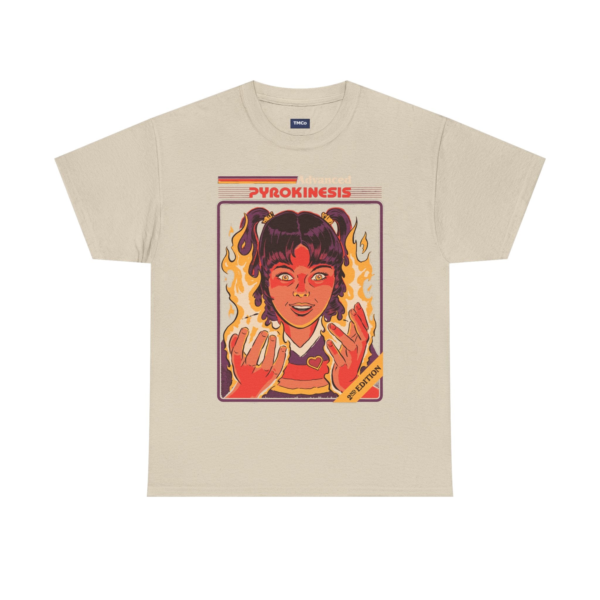 Psychokinesis Girl T-Shirt — Retro Anime Flame Illustration Tee