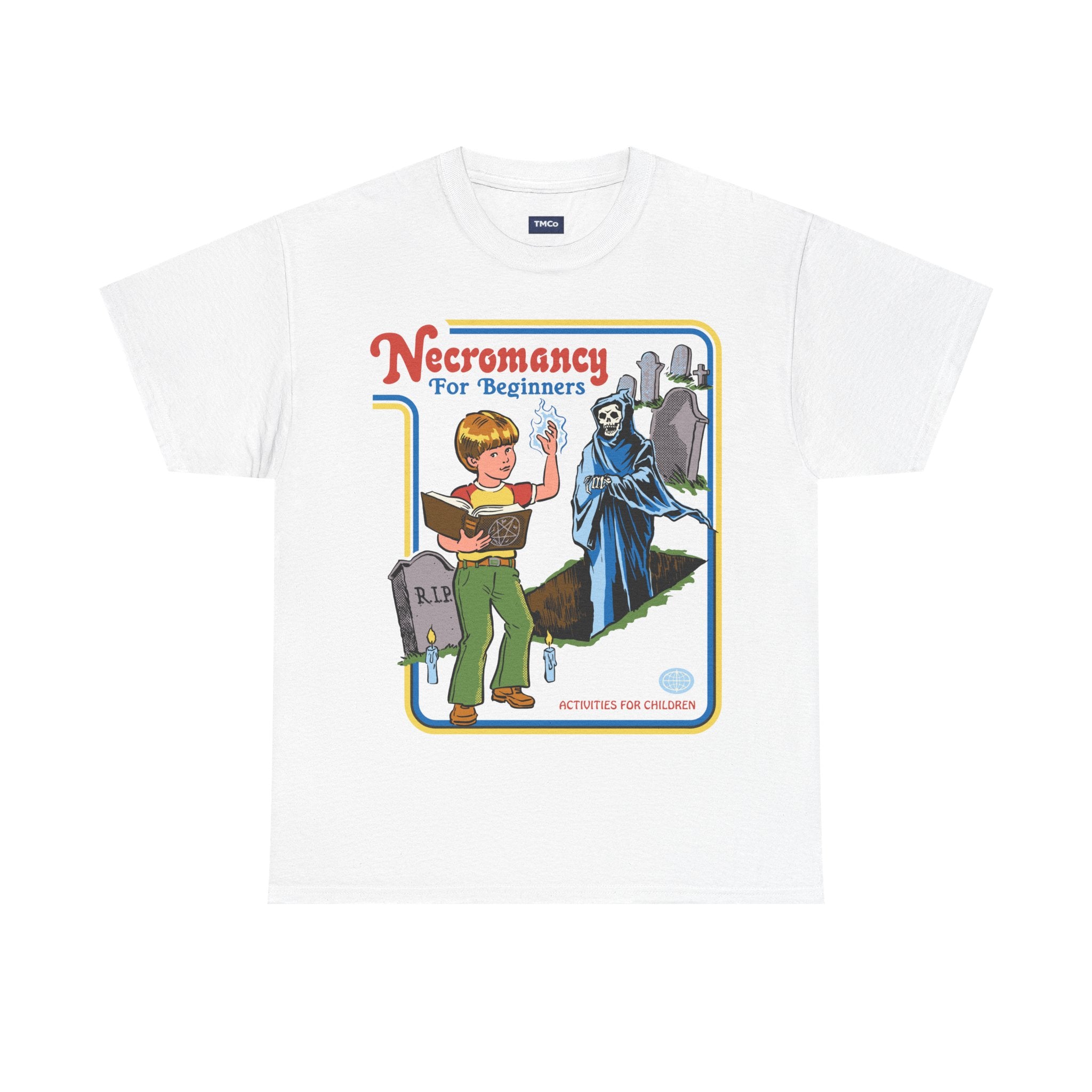 Necromancy for Beginners T-Shirt — Vintage Horror Kids Book Parody Tee