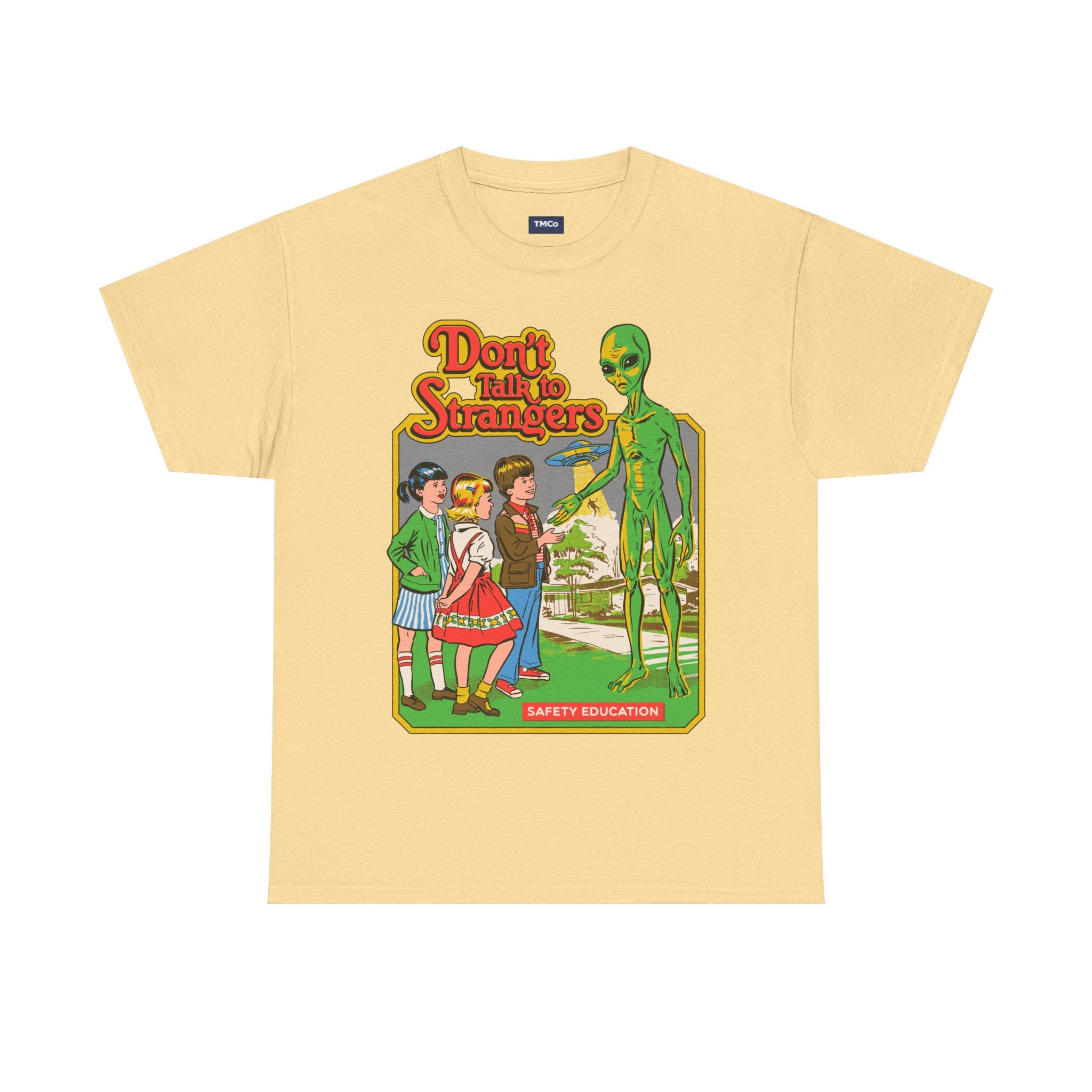 T‑Shirt — Retro 'Don't Talk to Strangers' Alien Safety Graphic Tee