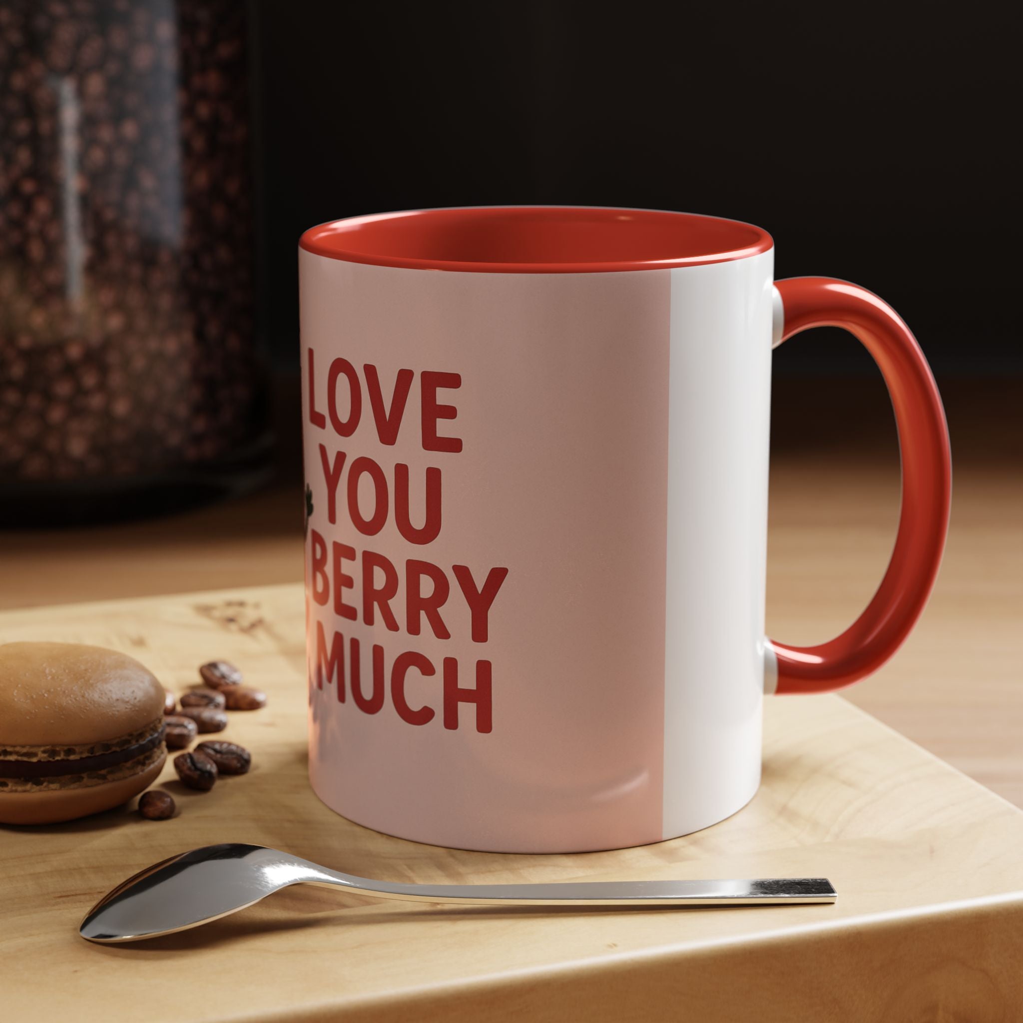 Love You Berry Much Coffee Mug — Cute Strawberry Pun Accent Mug
