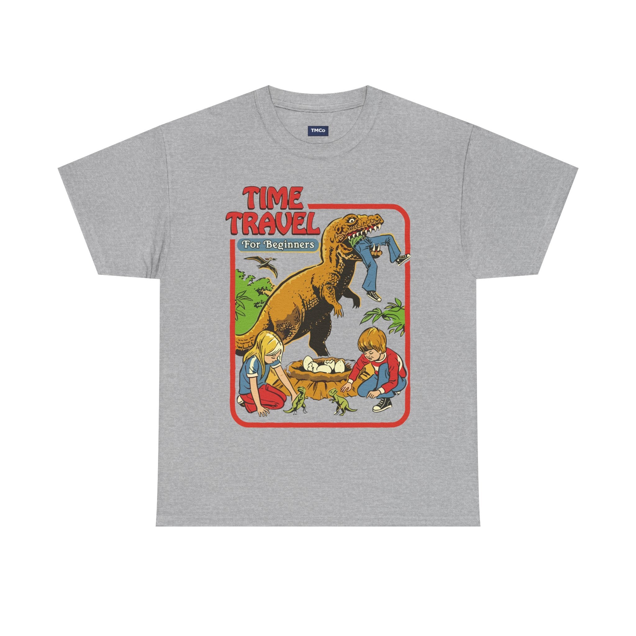 Time Travel Dino Tee — Retro Kids Adventure Graphic T-Shirt