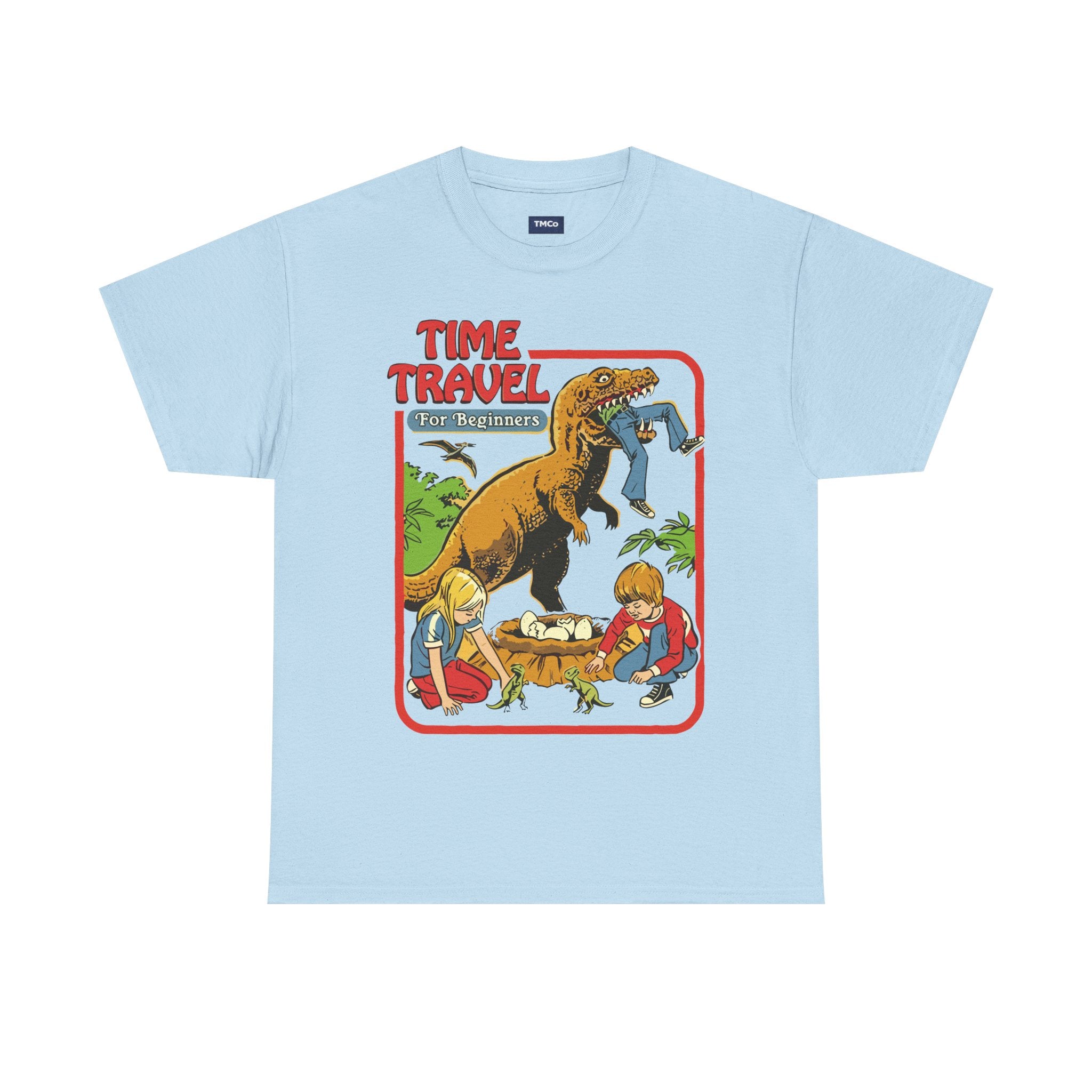 Time Travel Dino Tee — Retro Kids Adventure Graphic T-Shirt
