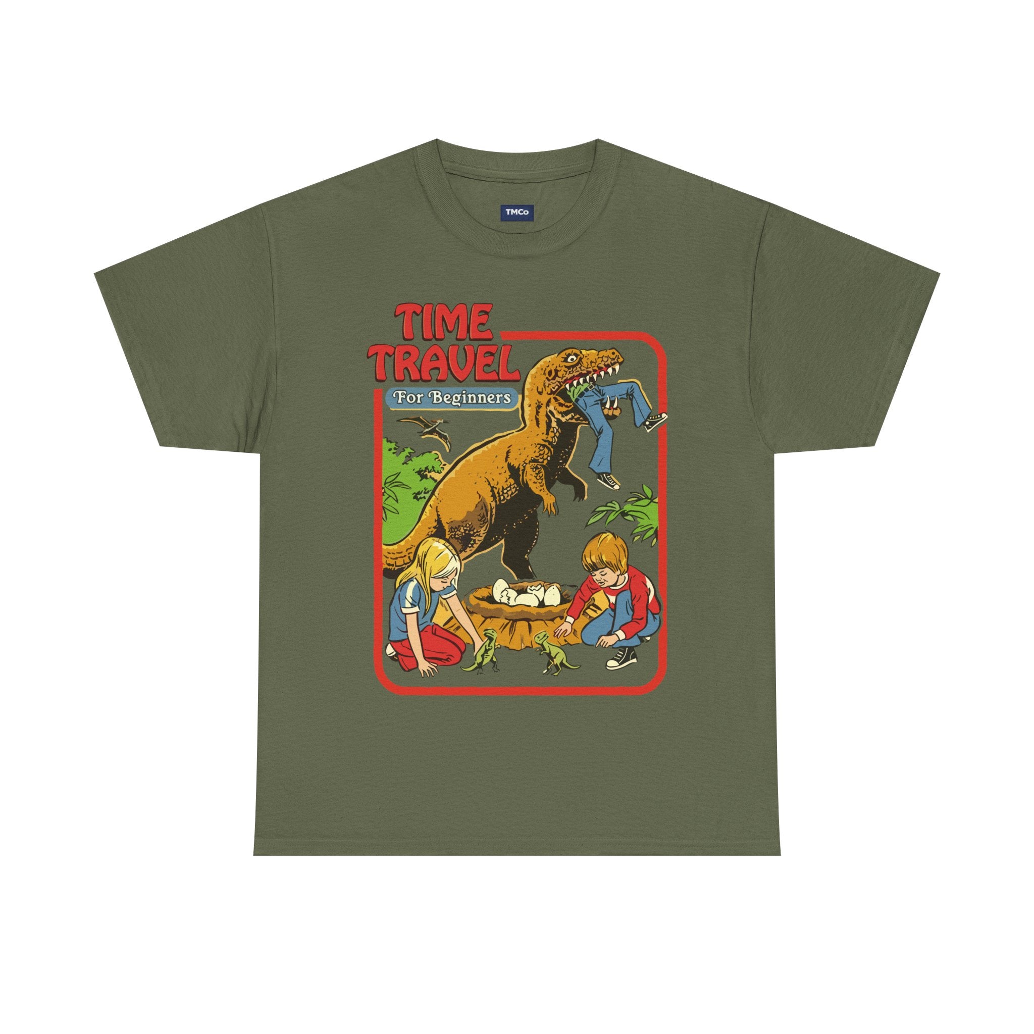 Time Travel Dino Tee — Retro Kids Adventure Graphic T-Shirt
