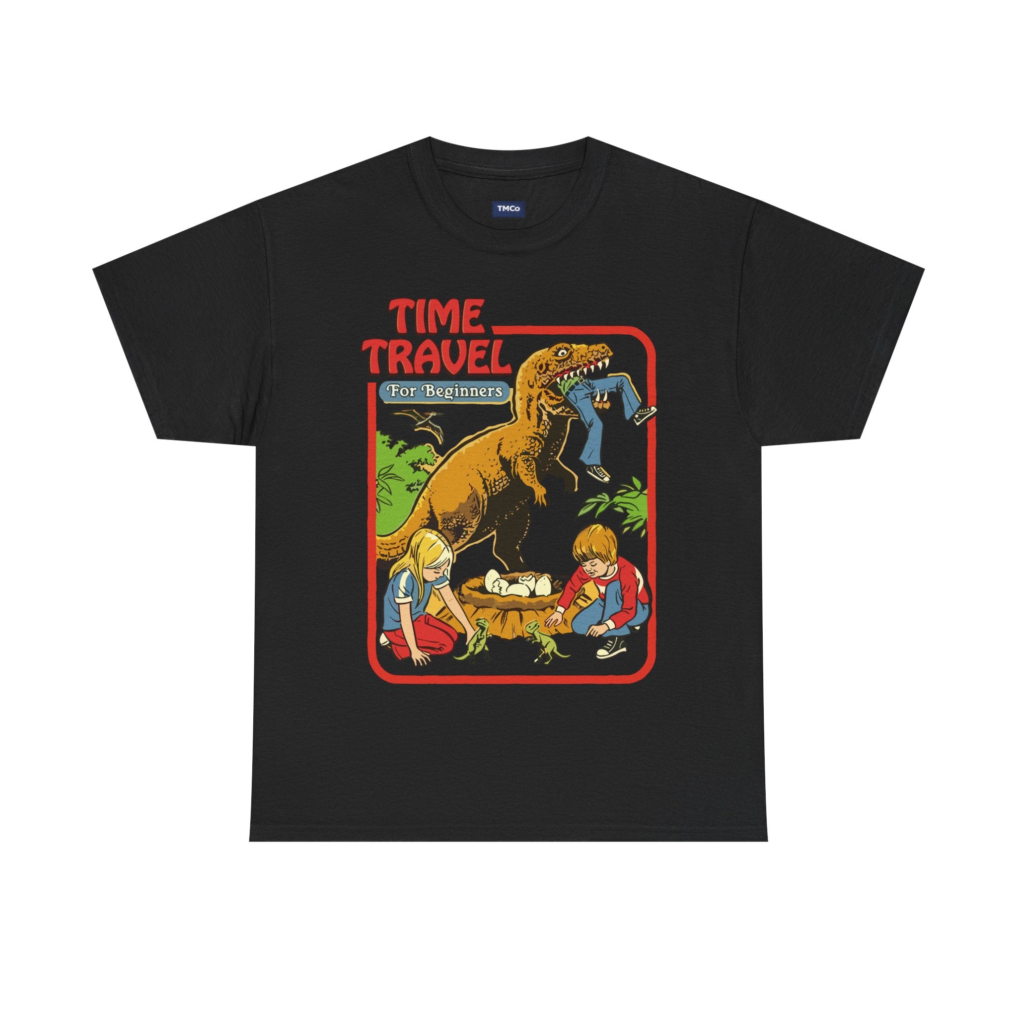 Time Travel Dino Tee — Retro Kids Adventure Graphic T-Shirt