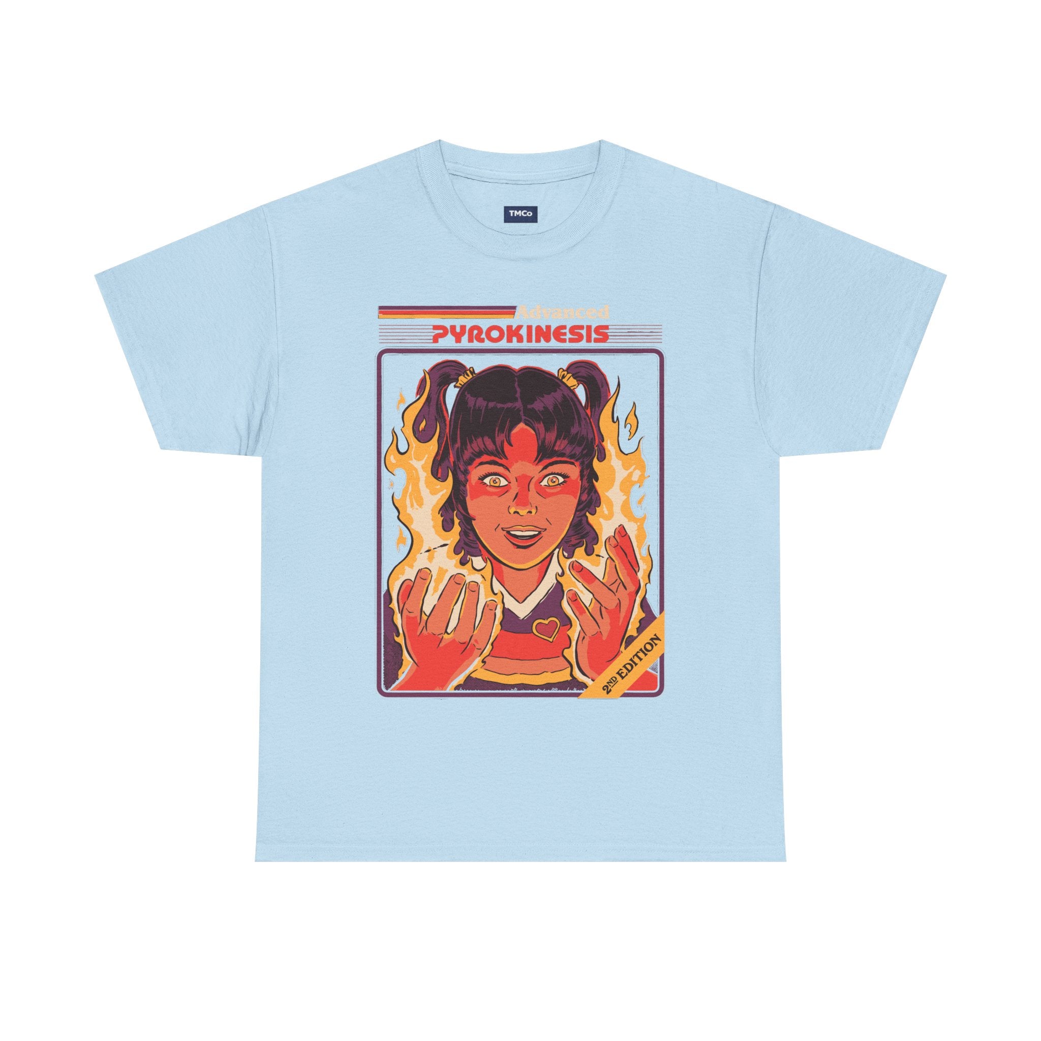 Psychokinesis Girl T-Shirt — Retro Anime Flame Illustration Tee