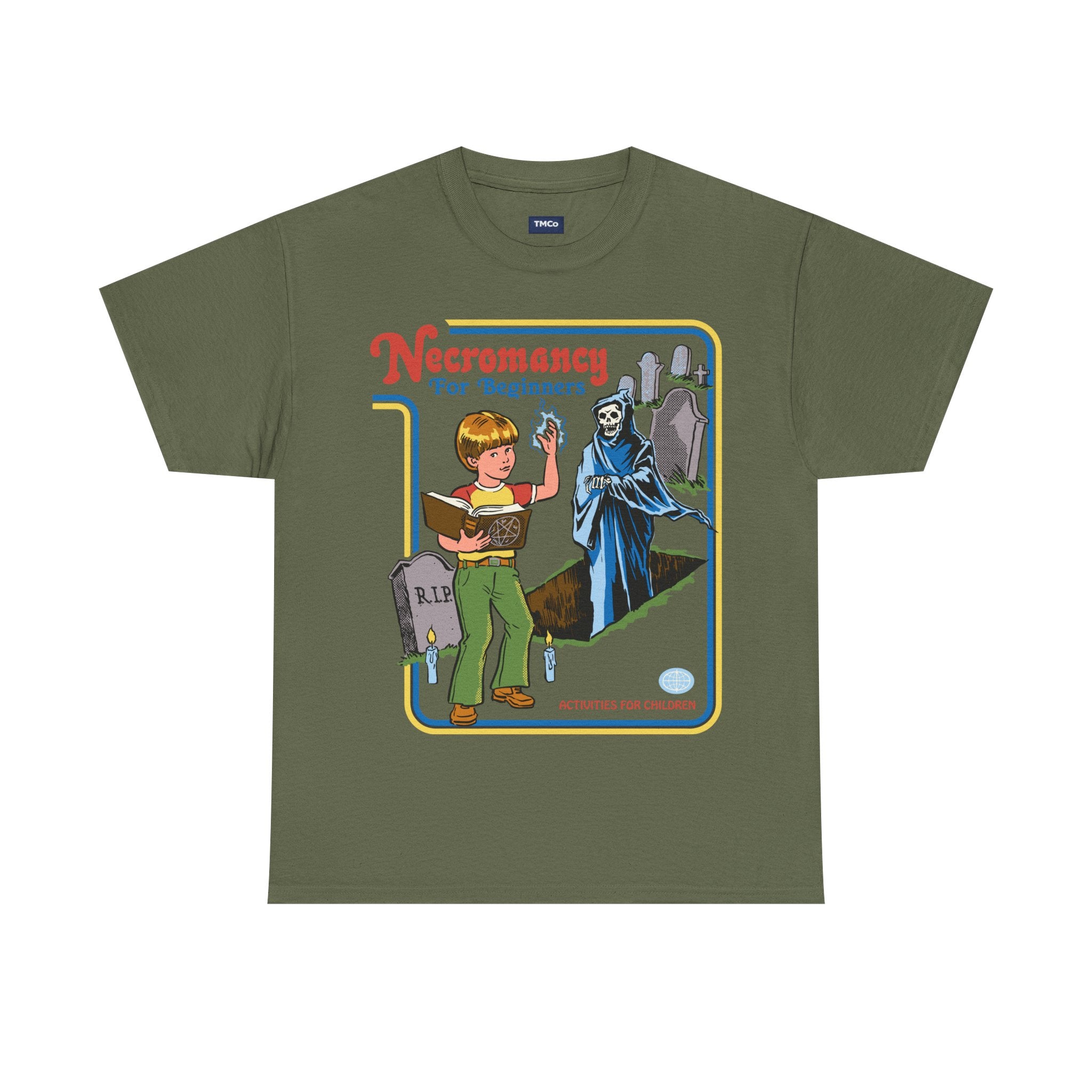 Necromancy for Beginners T-Shirt — Vintage Horror Kids Book Parody Tee