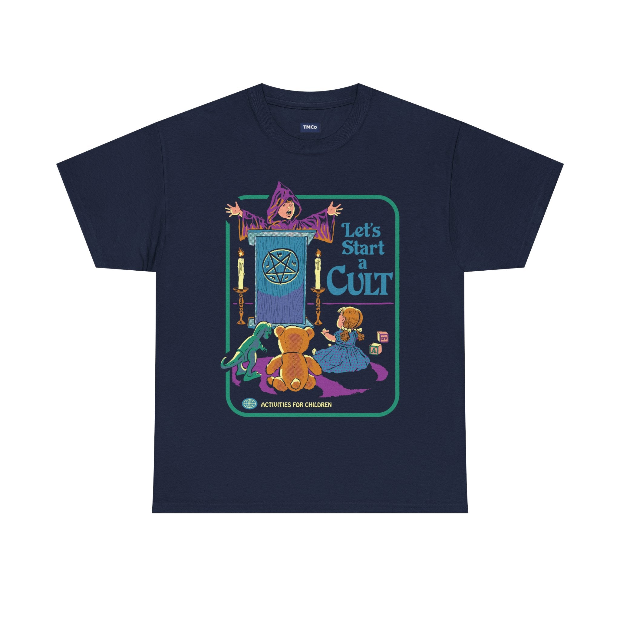 Let’s Start a Cult Kids Book Style Graphic Tee — Retro Creepy Cute Horror T‑Shirt