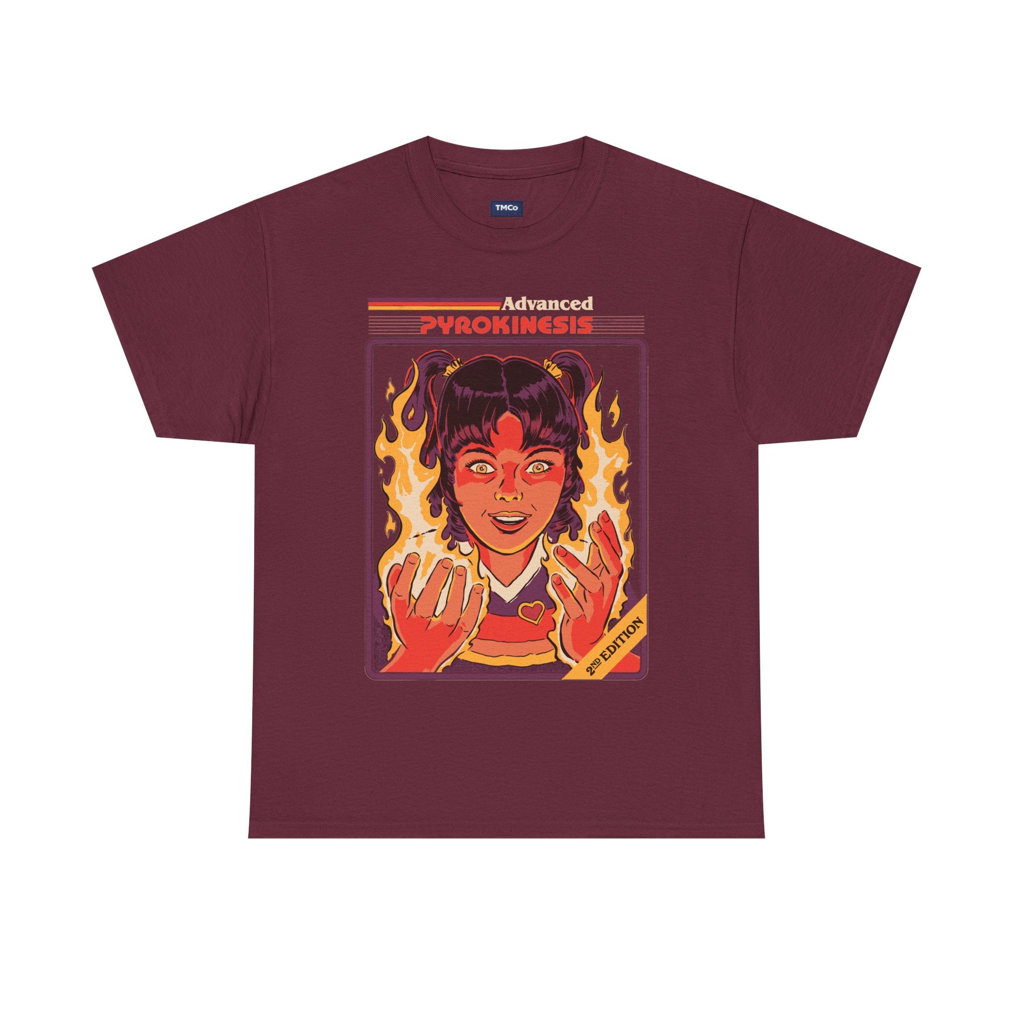 Psychokinesis Girl T-Shirt — Retro Anime Flame Illustration Tee