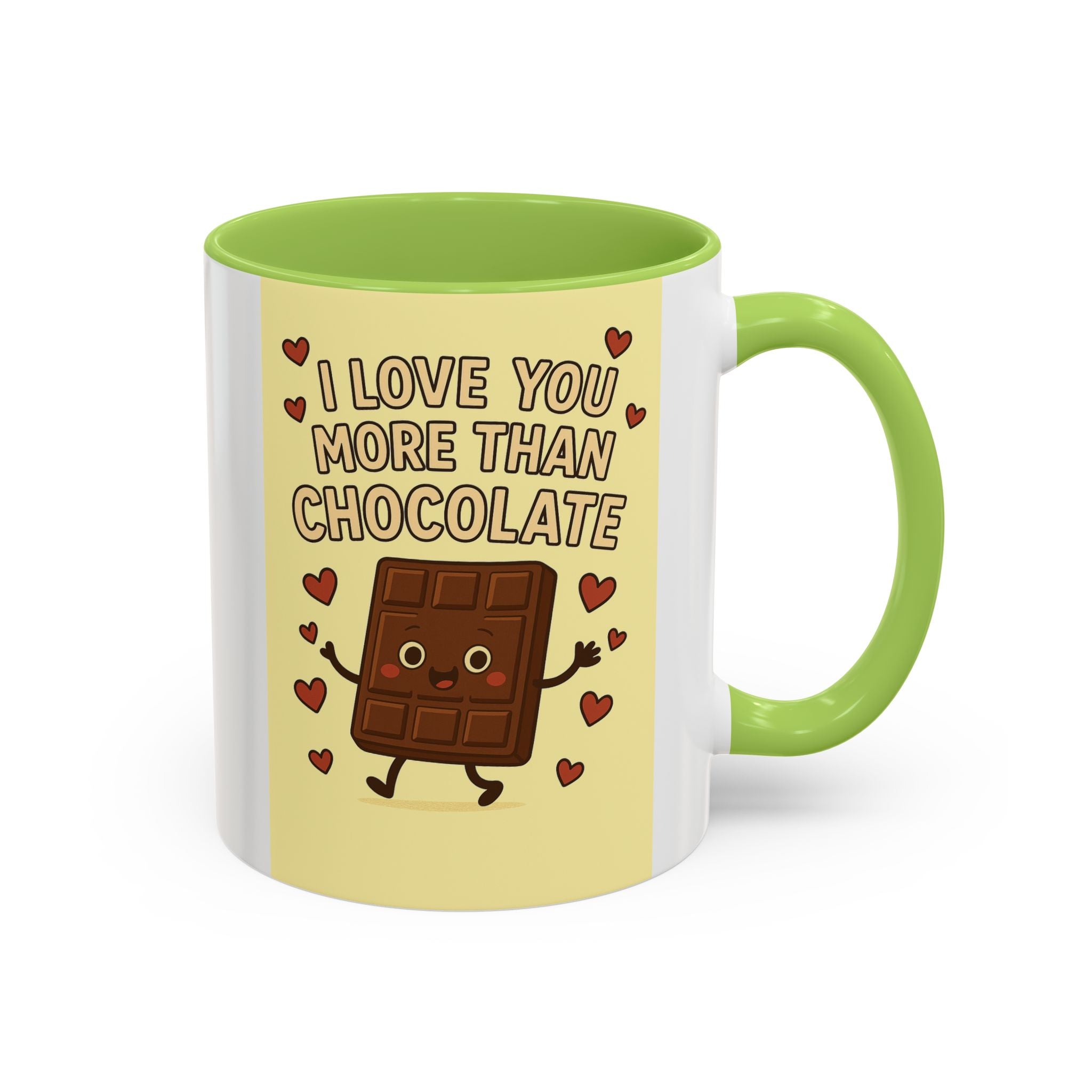 I Love You More Than Chocolate Accent Coffee Mug — Cute Valentine’s Day Gift