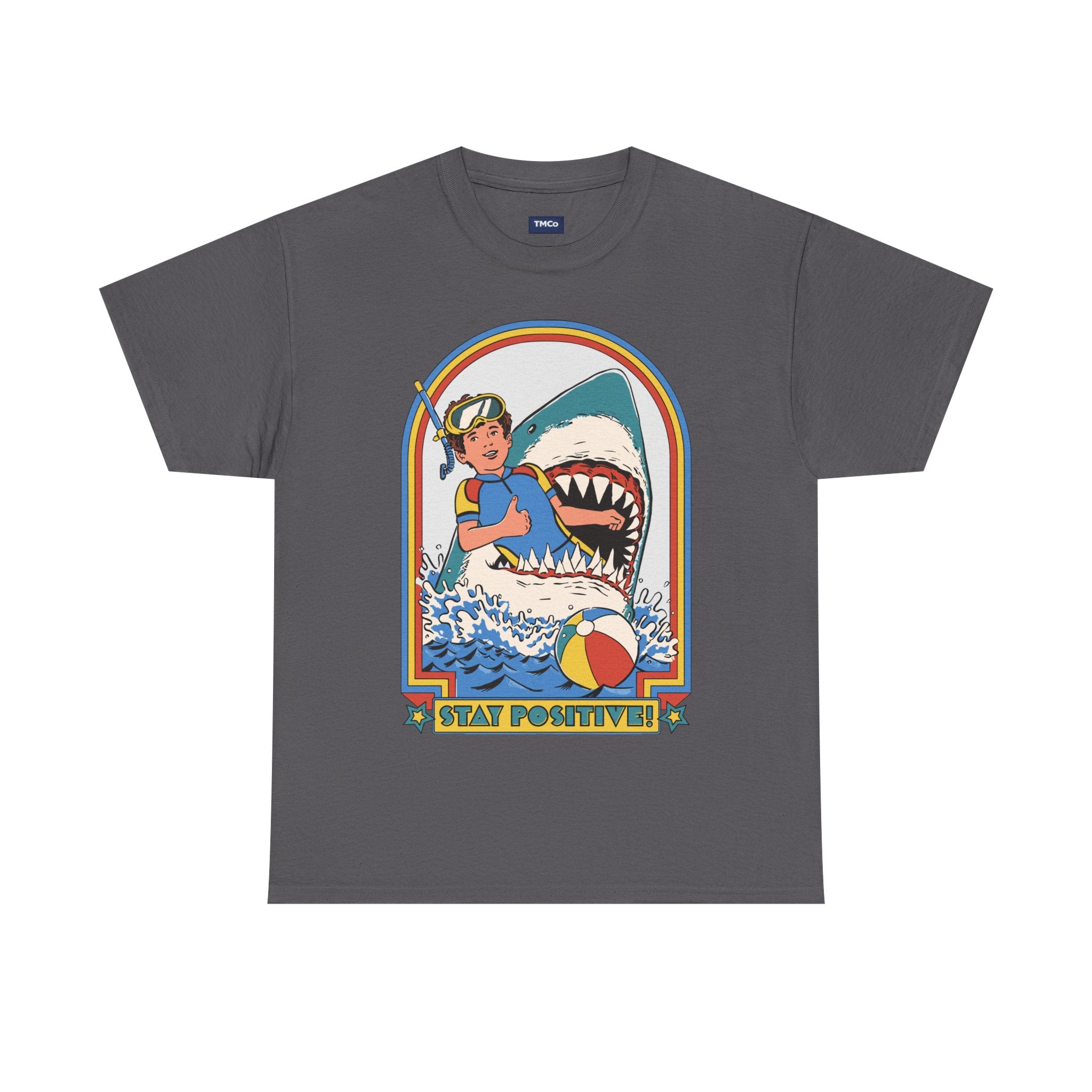 Stay Positive! Shark Retro Graphic Tee