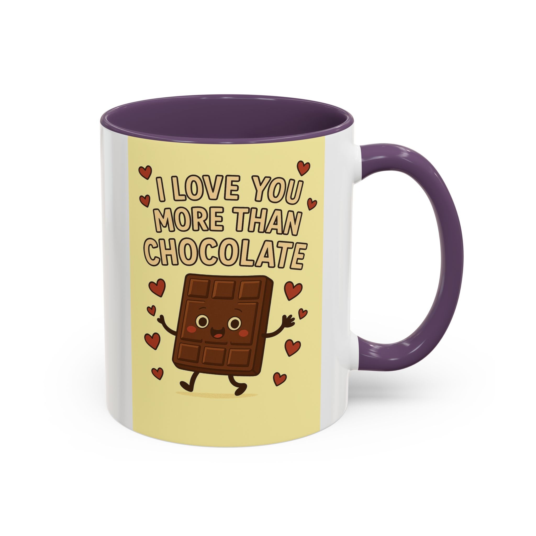 I Love You More Than Chocolate Accent Coffee Mug — Cute Valentine’s Day Gift