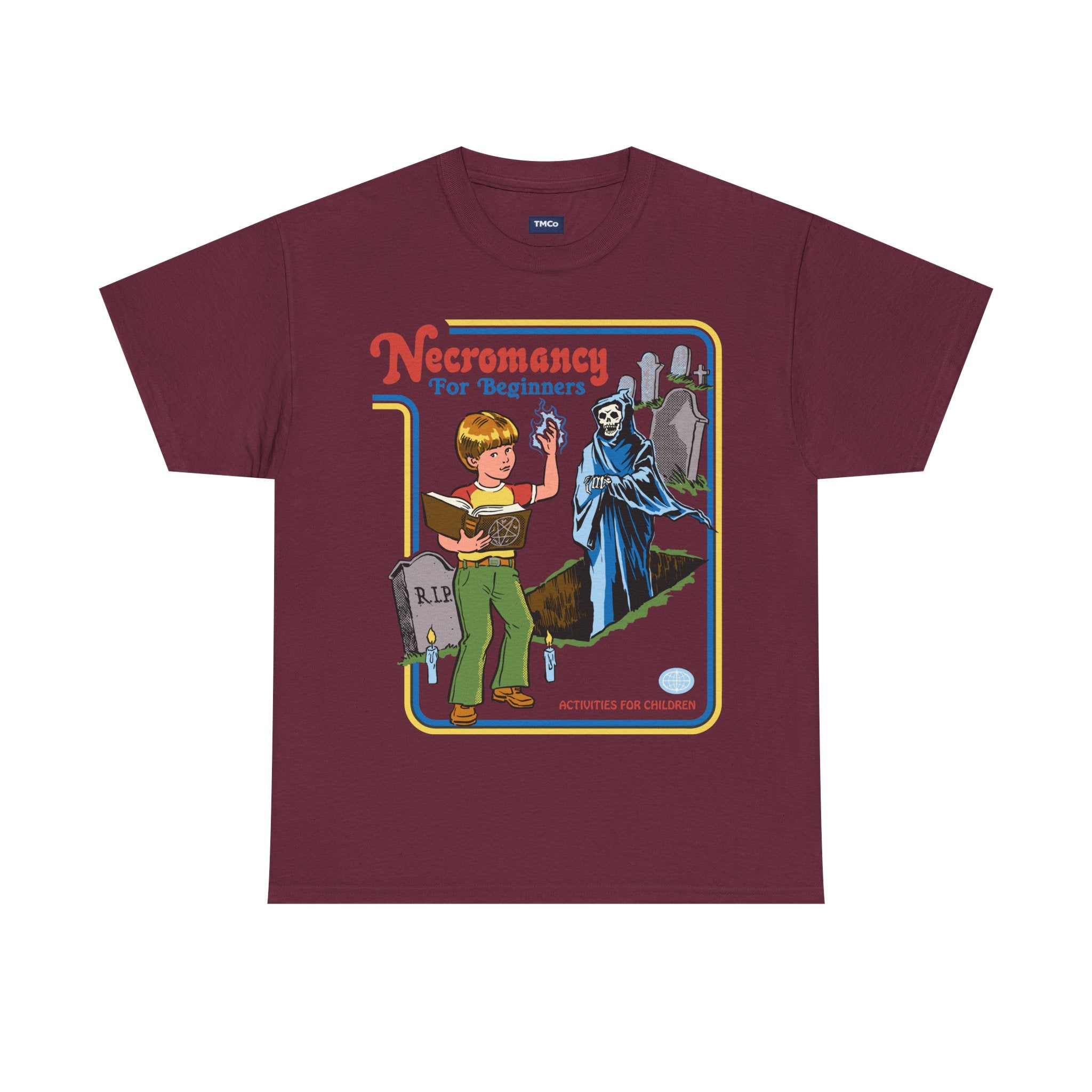 Necromancy for Beginners T-Shirt — Vintage Horror Kids Book Parody Tee