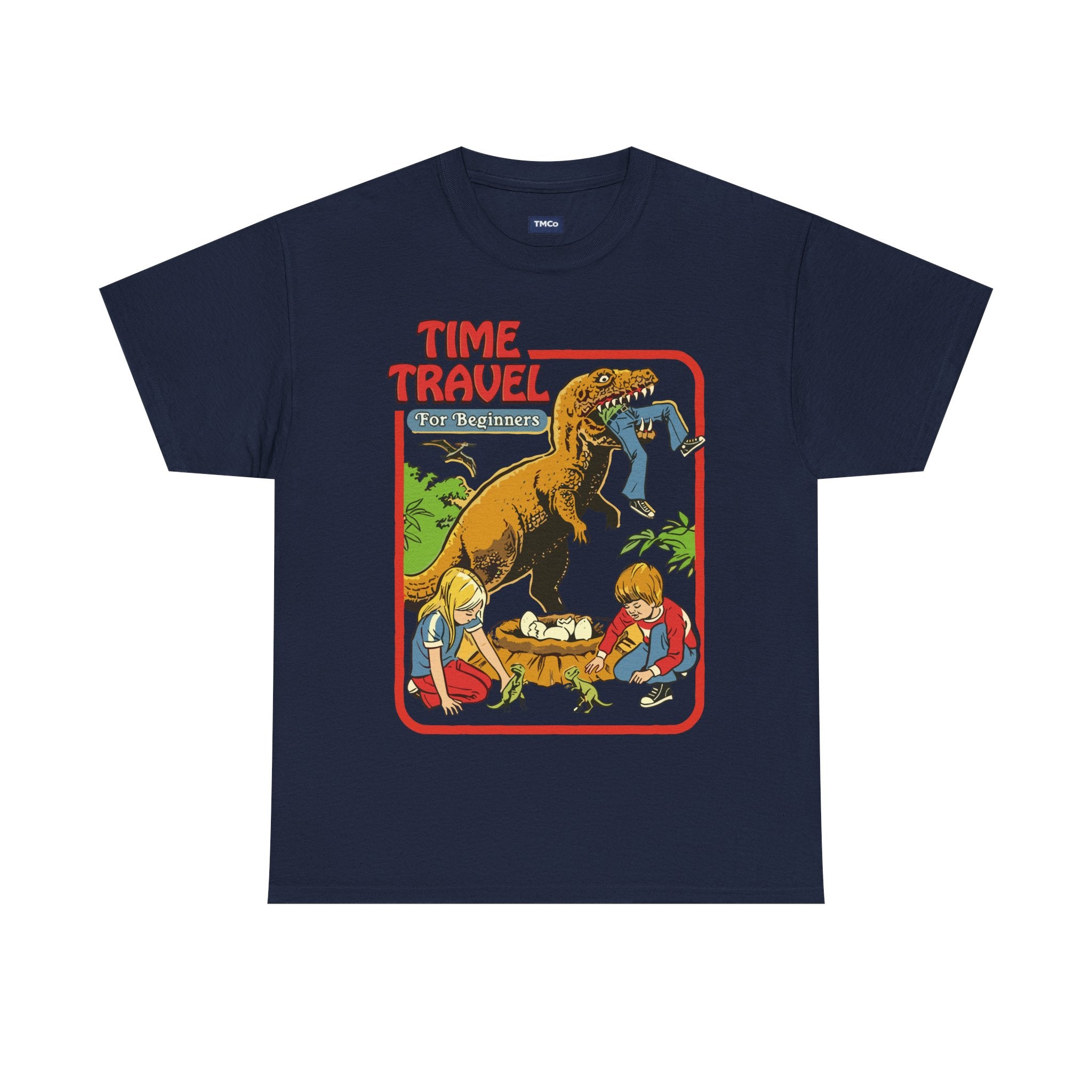 Time Travel Dino Tee — Retro Kids Adventure Graphic T-Shirt