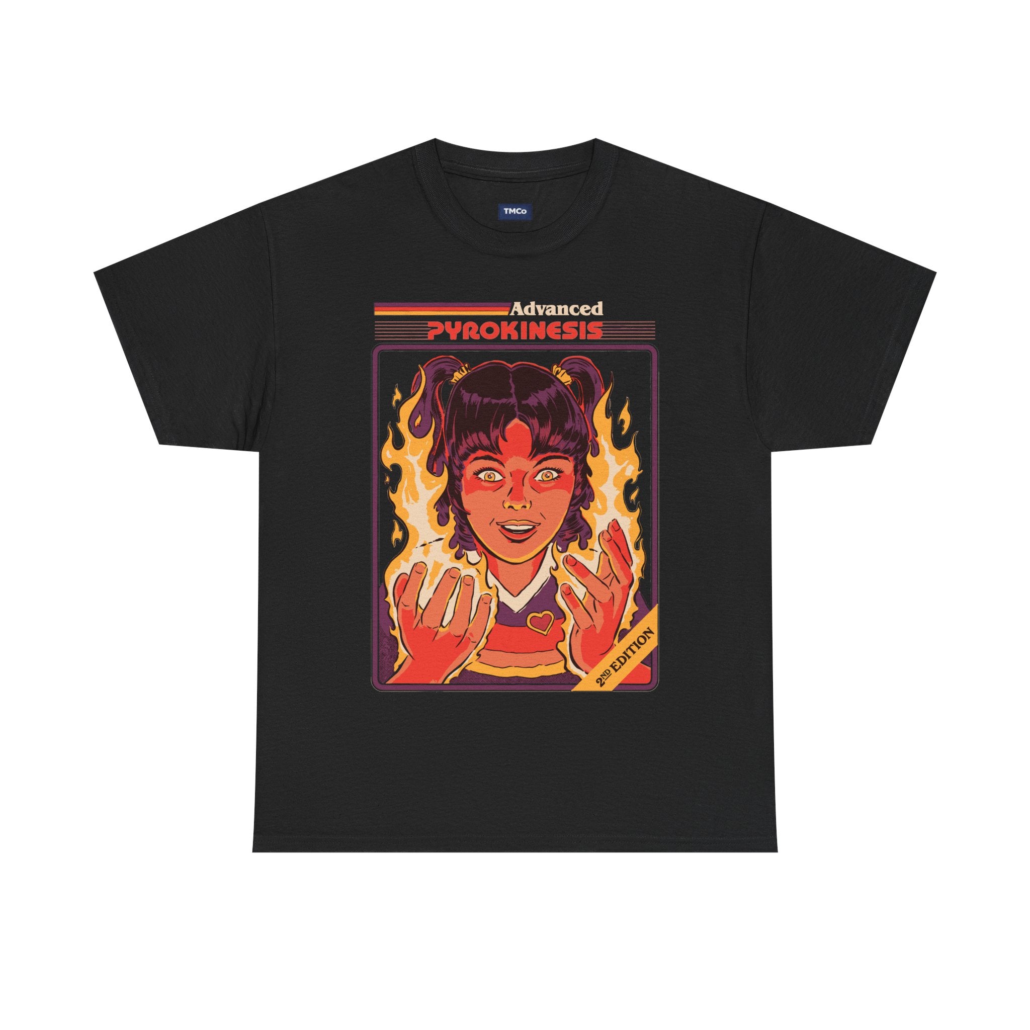 Psychokinesis Girl T-Shirt — Retro Anime Flame Illustration Tee