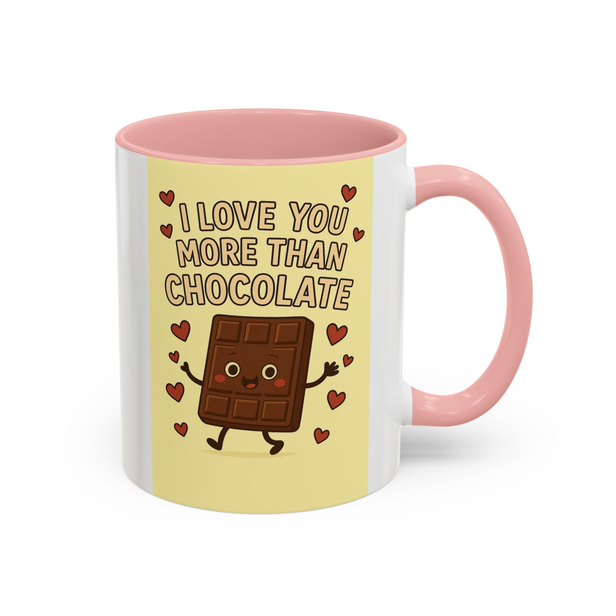 I Love You More Than Chocolate Accent Coffee Mug — Cute Valentine’s Day Gift