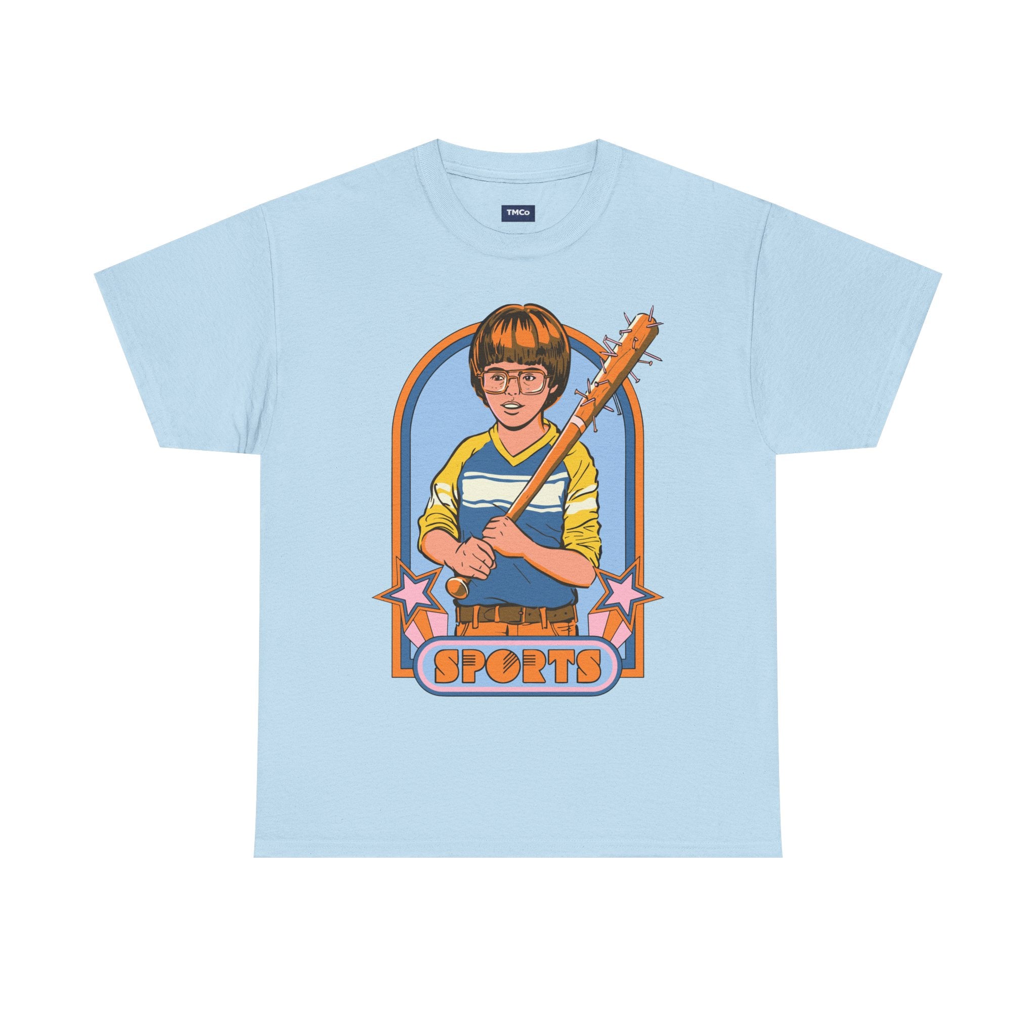 Retro 'Sports' Graphic Tee — Vintage Bat Kid Illustration