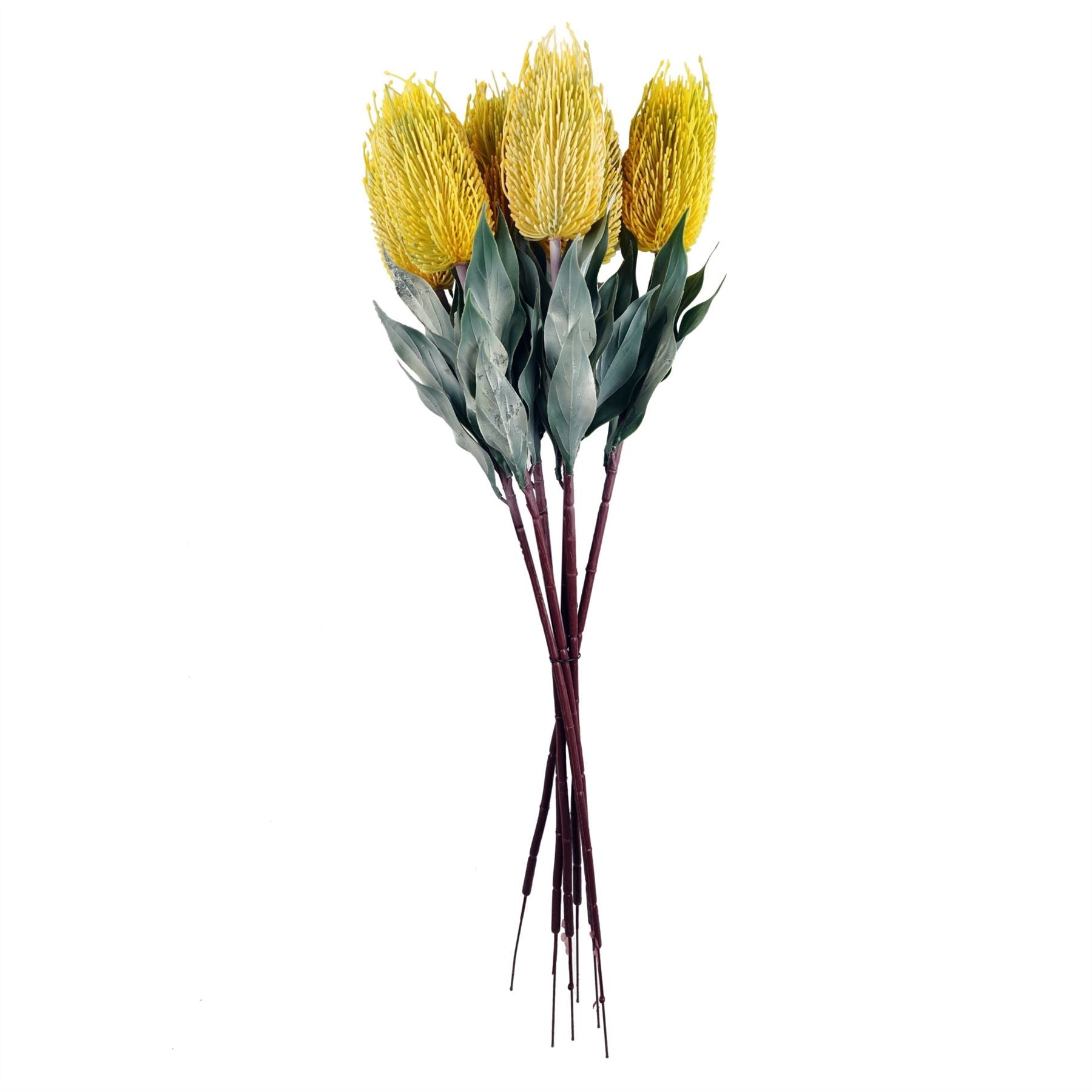 Pack of 6 x 75cm Banksia Menziesii Yellow Flower Stem Artificial-1