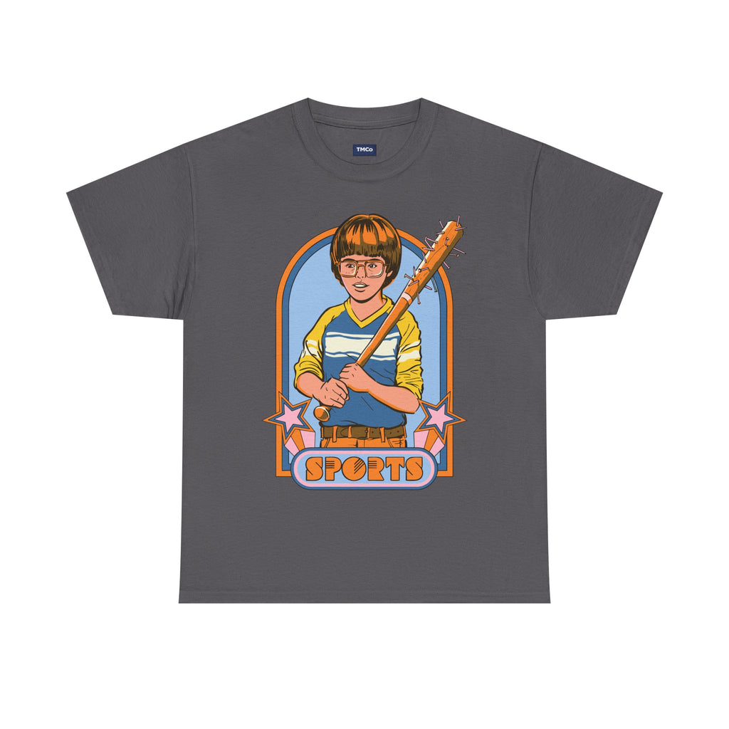 Retro 'Sports' Graphic Tee — Vintage Bat Kid Illustration