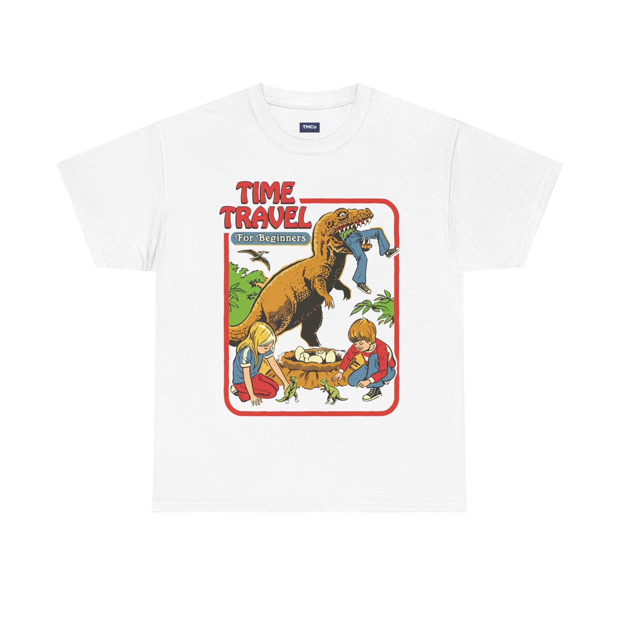 Time Travel Dino Tee — Retro Kids Adventure Graphic T-Shirt