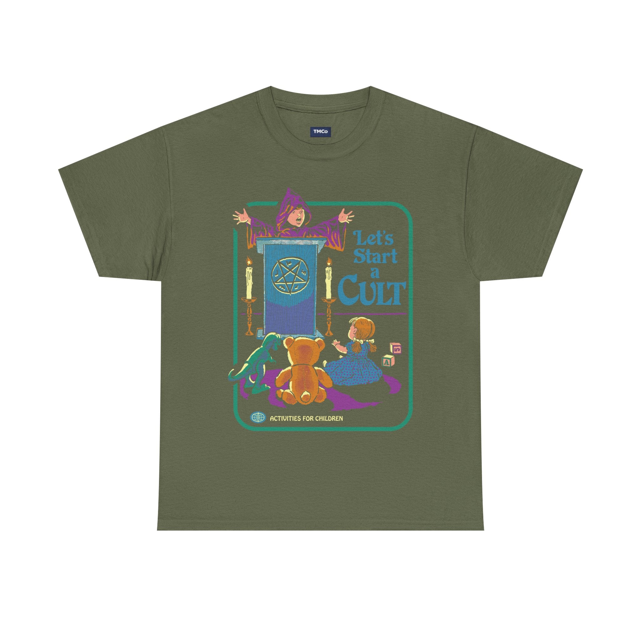 Let’s Start a Cult Kids Book Style Graphic Tee — Retro Creepy Cute Horror T‑Shirt