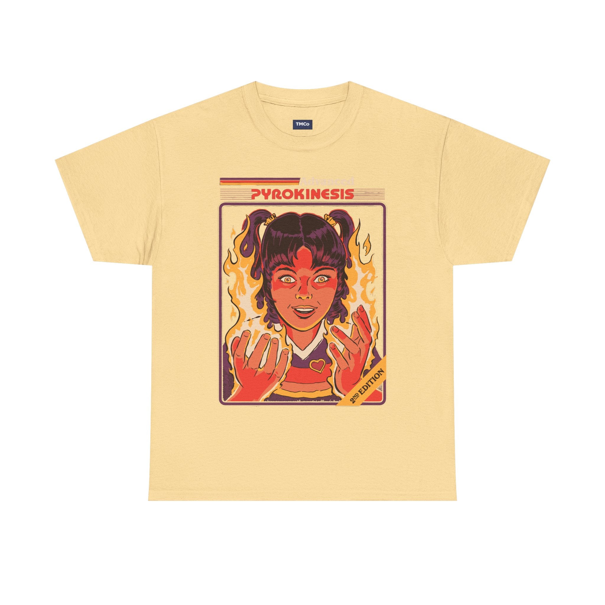Psychokinesis Girl T-Shirt — Retro Anime Flame Illustration Tee
