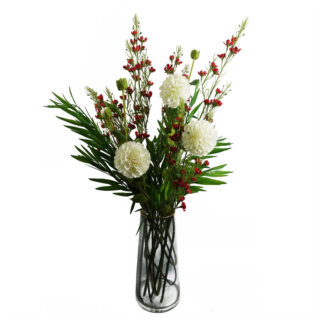 Dhalia PomPom Artificial Flowers Cream-4