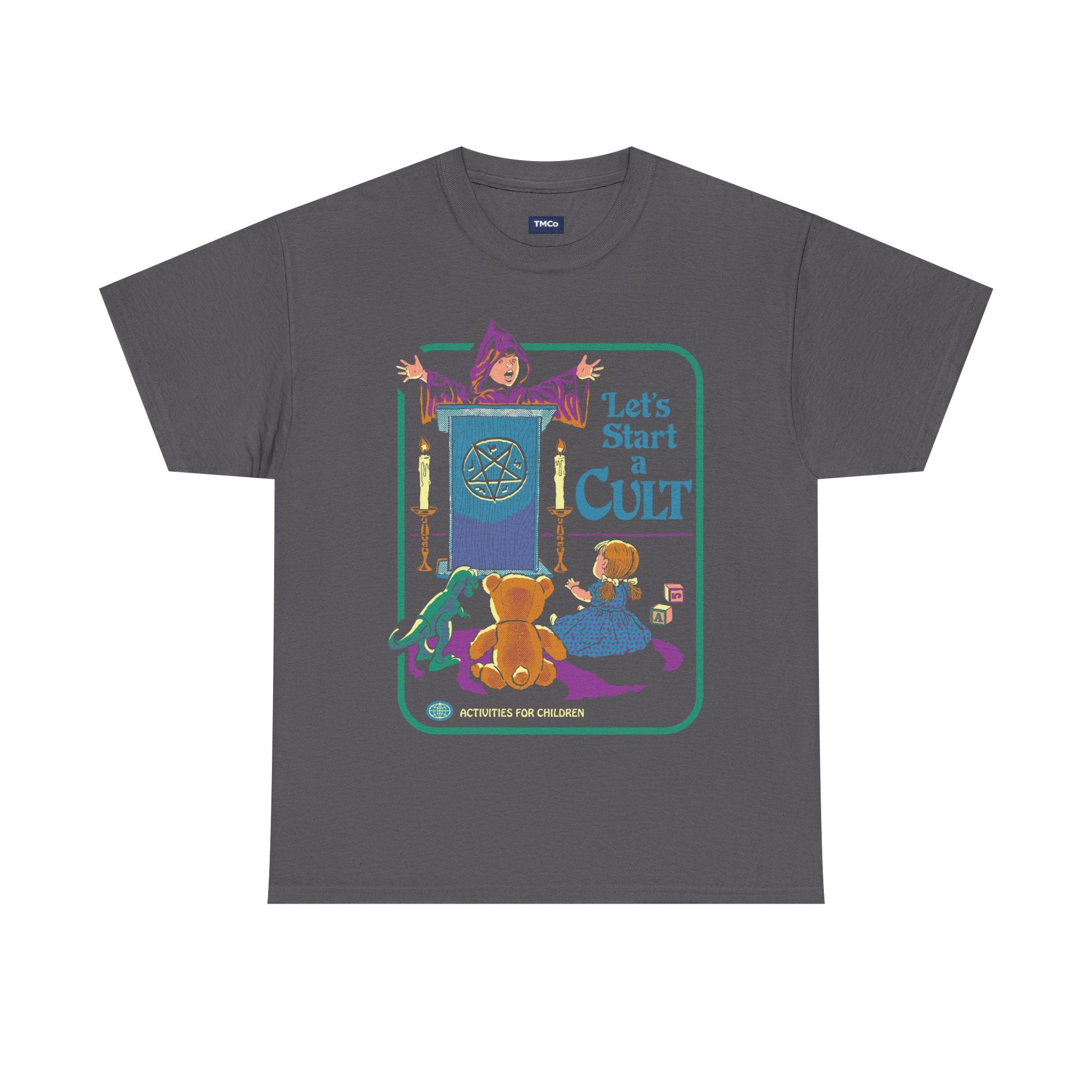 Let’s Start a Cult Kids Book Style Graphic Tee — Retro Creepy Cute Horror T‑Shirt