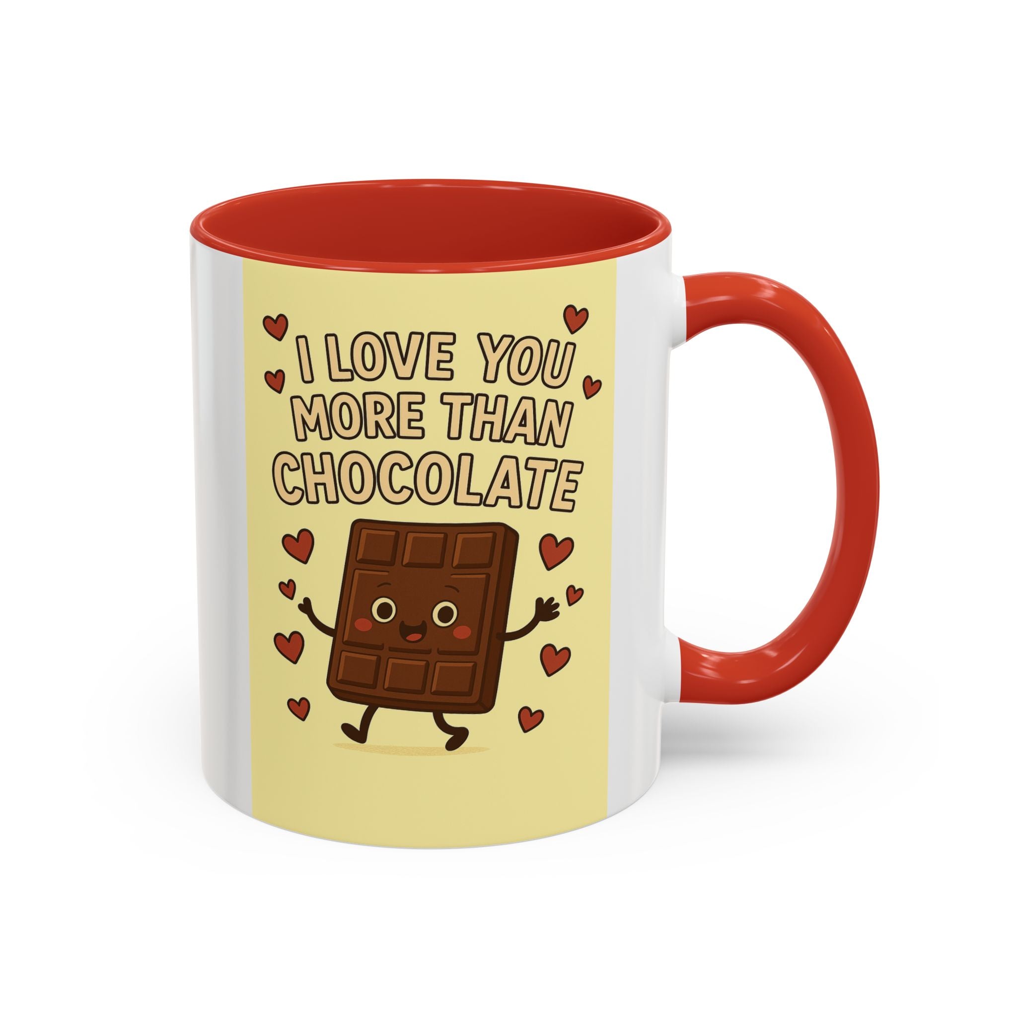 I Love You More Than Chocolate Accent Coffee Mug — Cute Valentine’s Day Gift