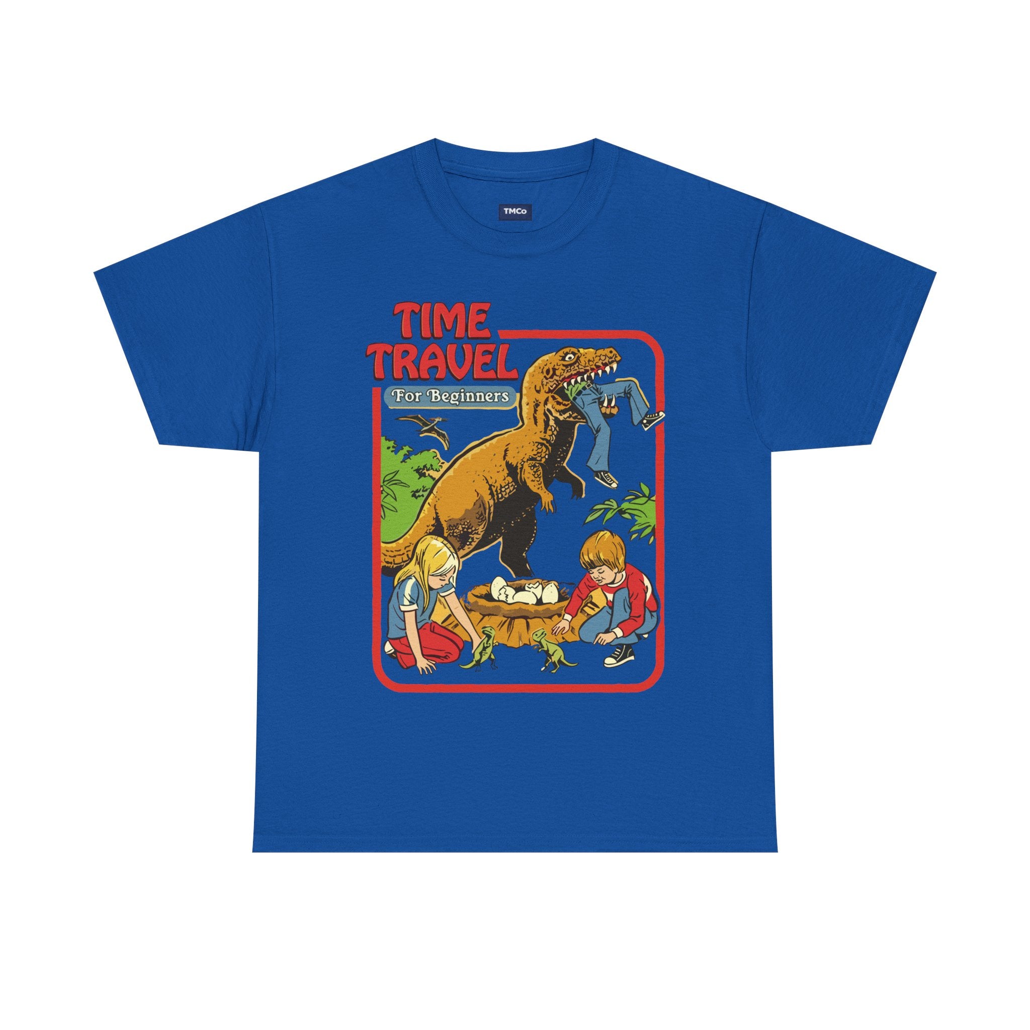 Time Travel Dino Tee — Retro Kids Adventure Graphic T-Shirt