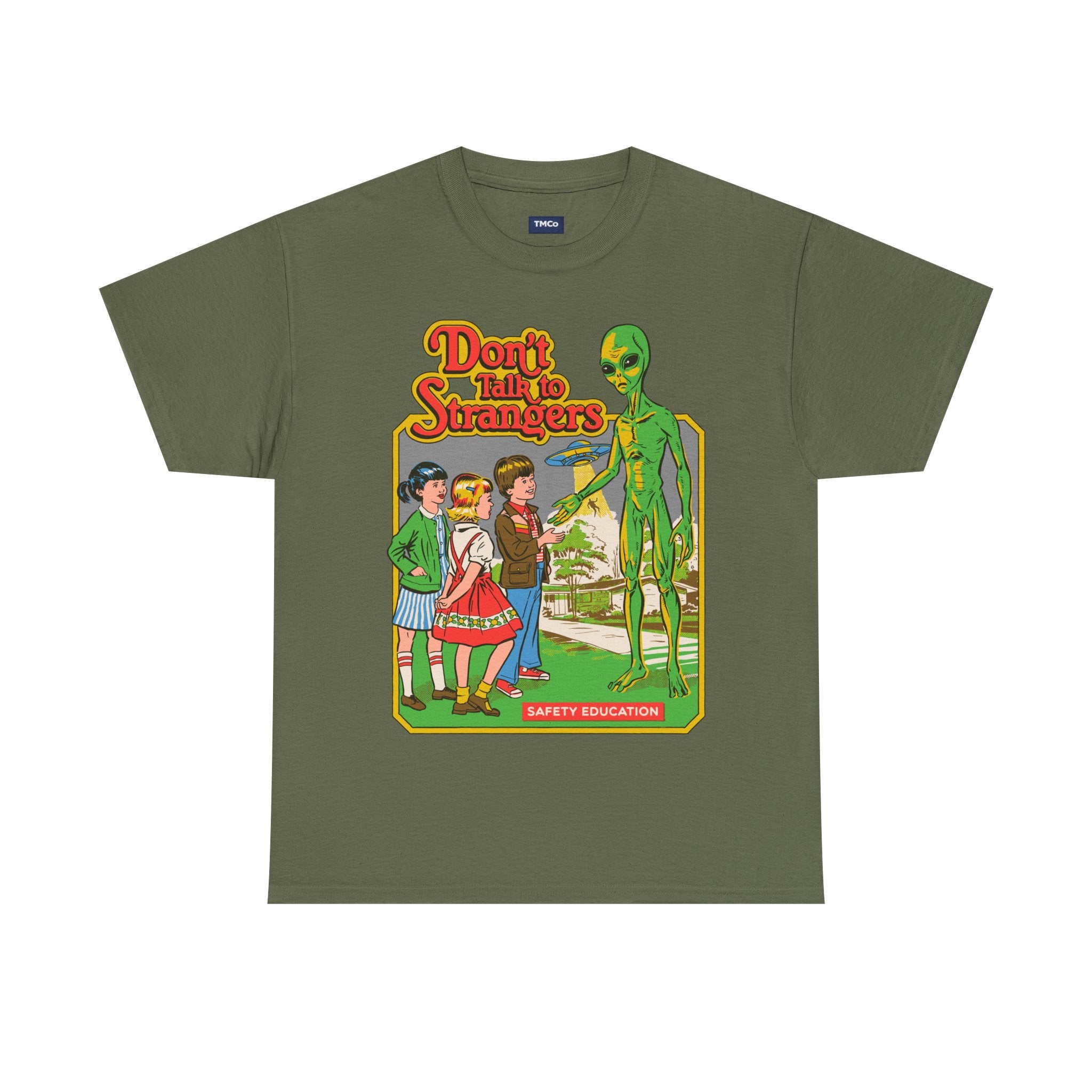 T‑Shirt — Retro 'Don't Talk to Strangers' Alien Safety Graphic Tee