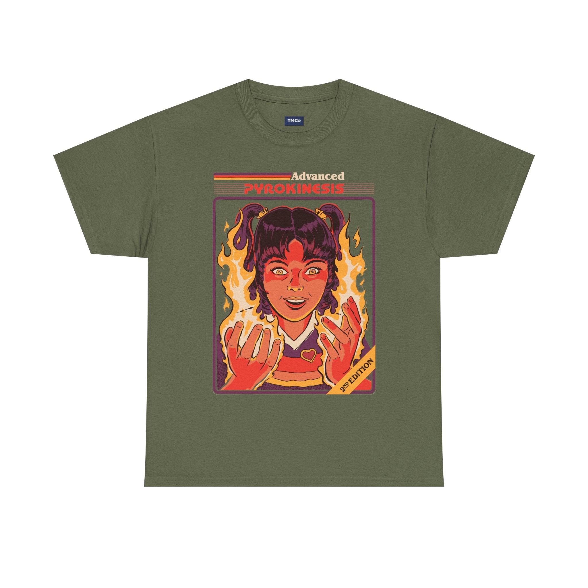 Psychokinesis Girl T-Shirt — Retro Anime Flame Illustration Tee
