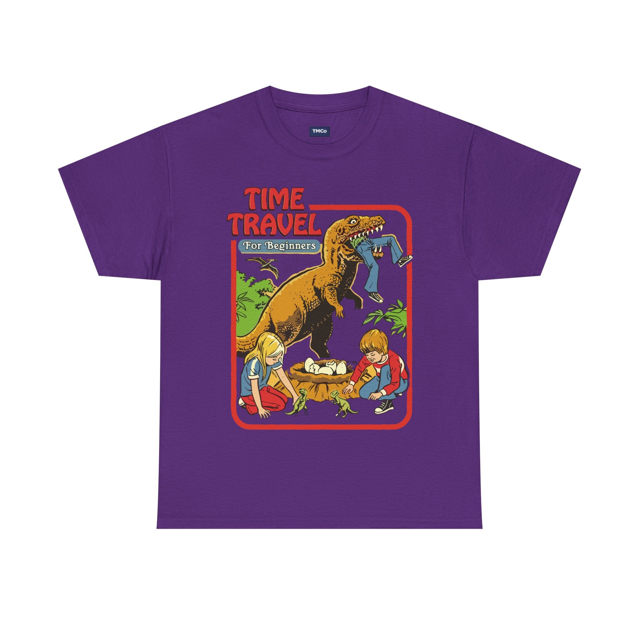 Time Travel Dino Tee — Retro Kids Adventure Graphic T-Shirt