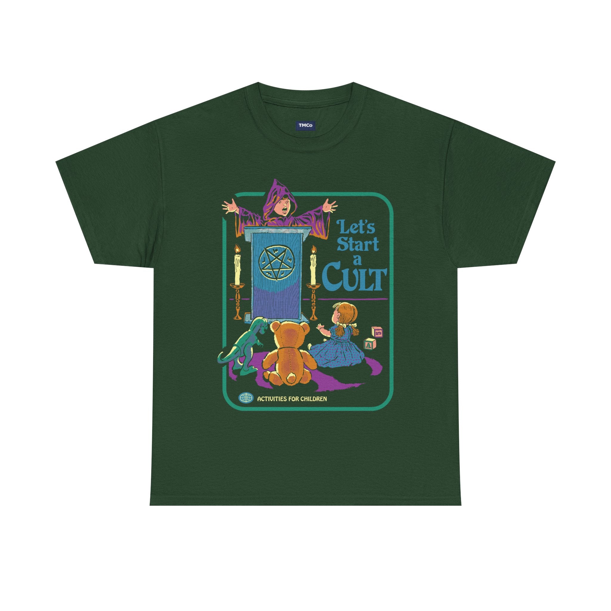 Let’s Start a Cult Kids Book Style Graphic Tee — Retro Creepy Cute Horror T‑Shirt