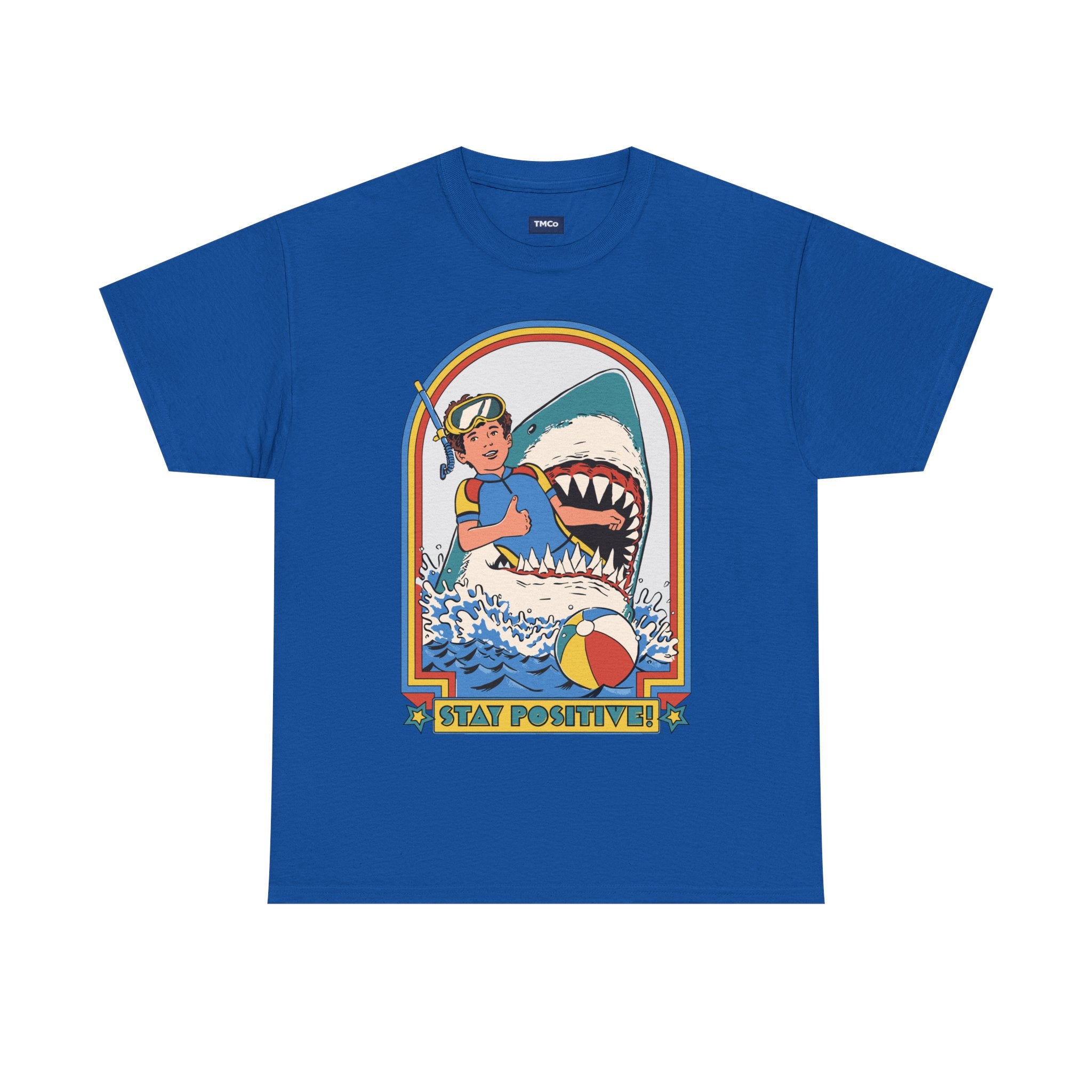 Stay Positive! Shark Retro Graphic Tee