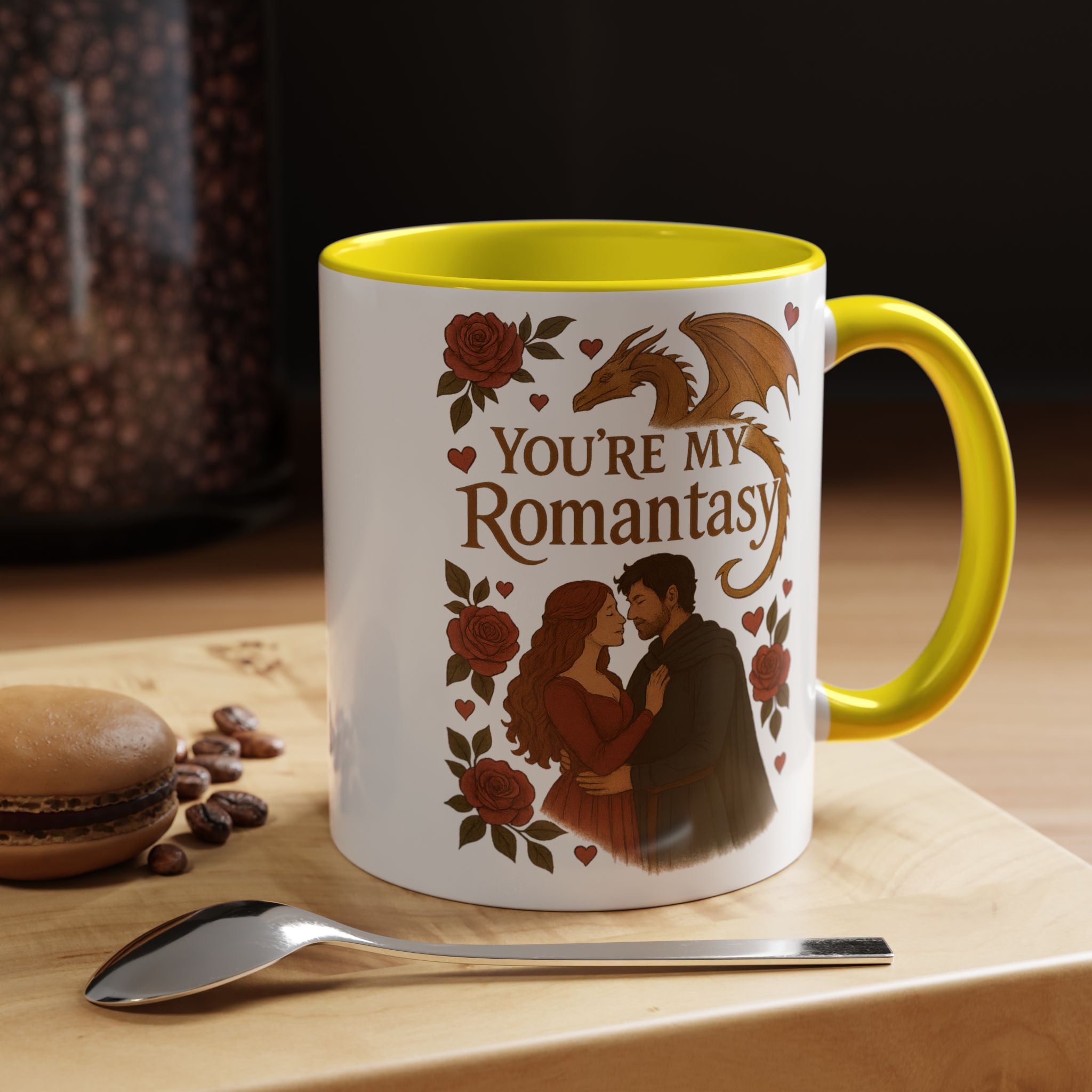 You're My Romantasy Mug — Fantasy Romance Coffee Cup with Dragon & Couple (11oz)