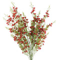 Pack of 6 x 100cm Artificial Foliage Stem with Small Flowers - Red-0