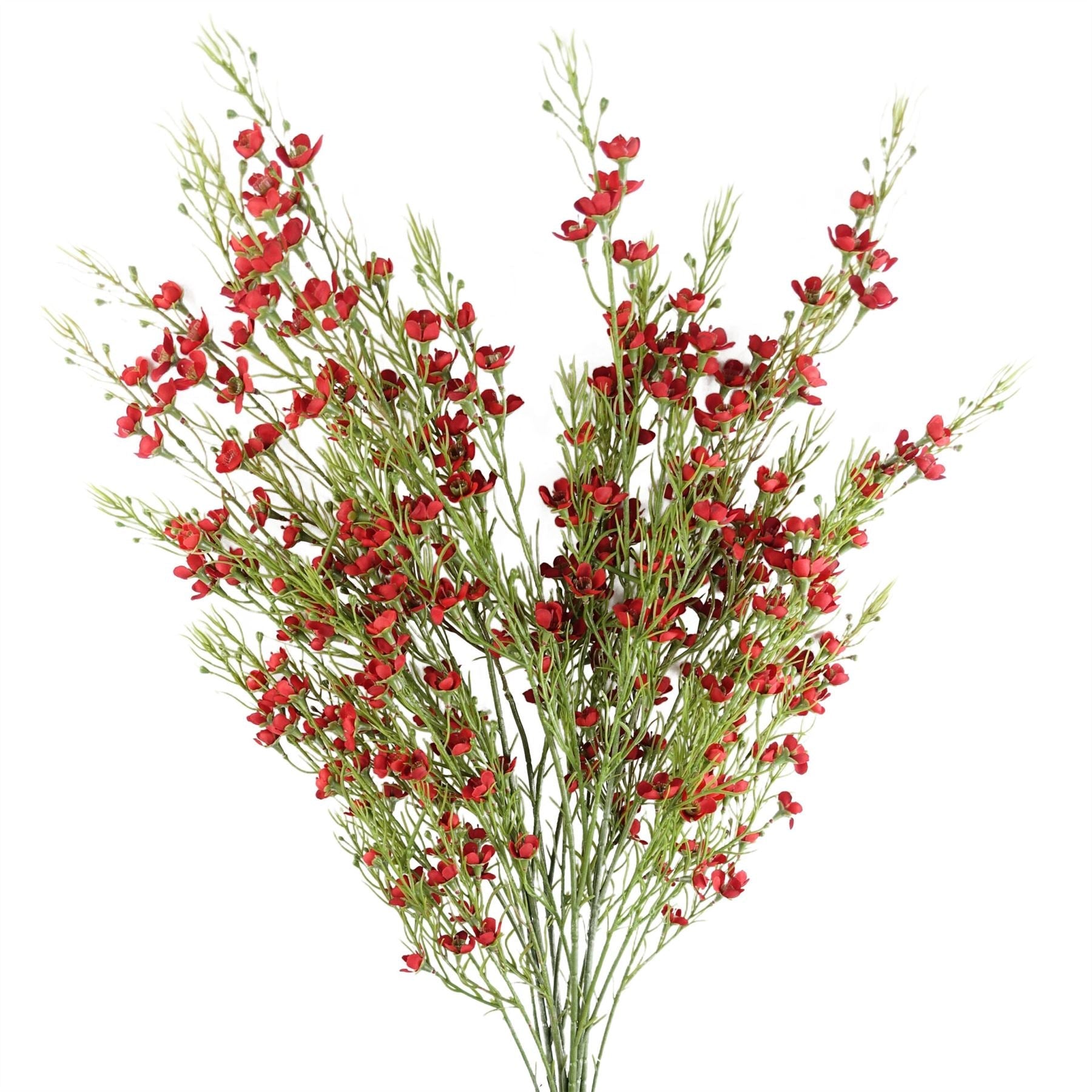 Pack of 6 x 100cm Artificial Foliage Stem with Small Flowers - Red-0