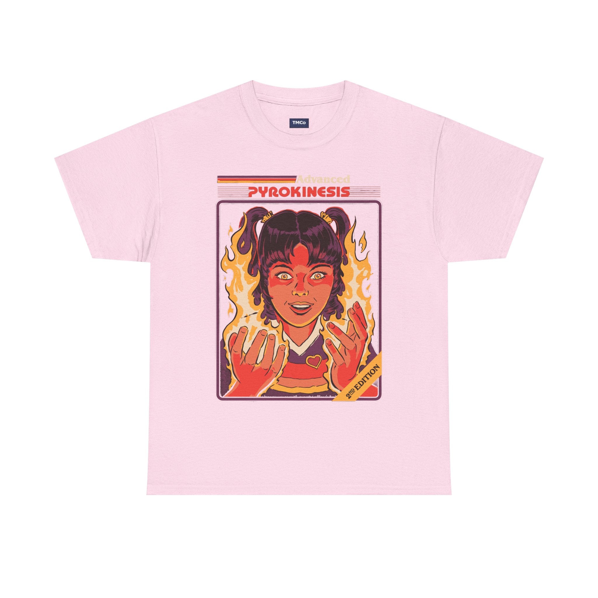 Psychokinesis Girl T-Shirt — Retro Anime Flame Illustration Tee