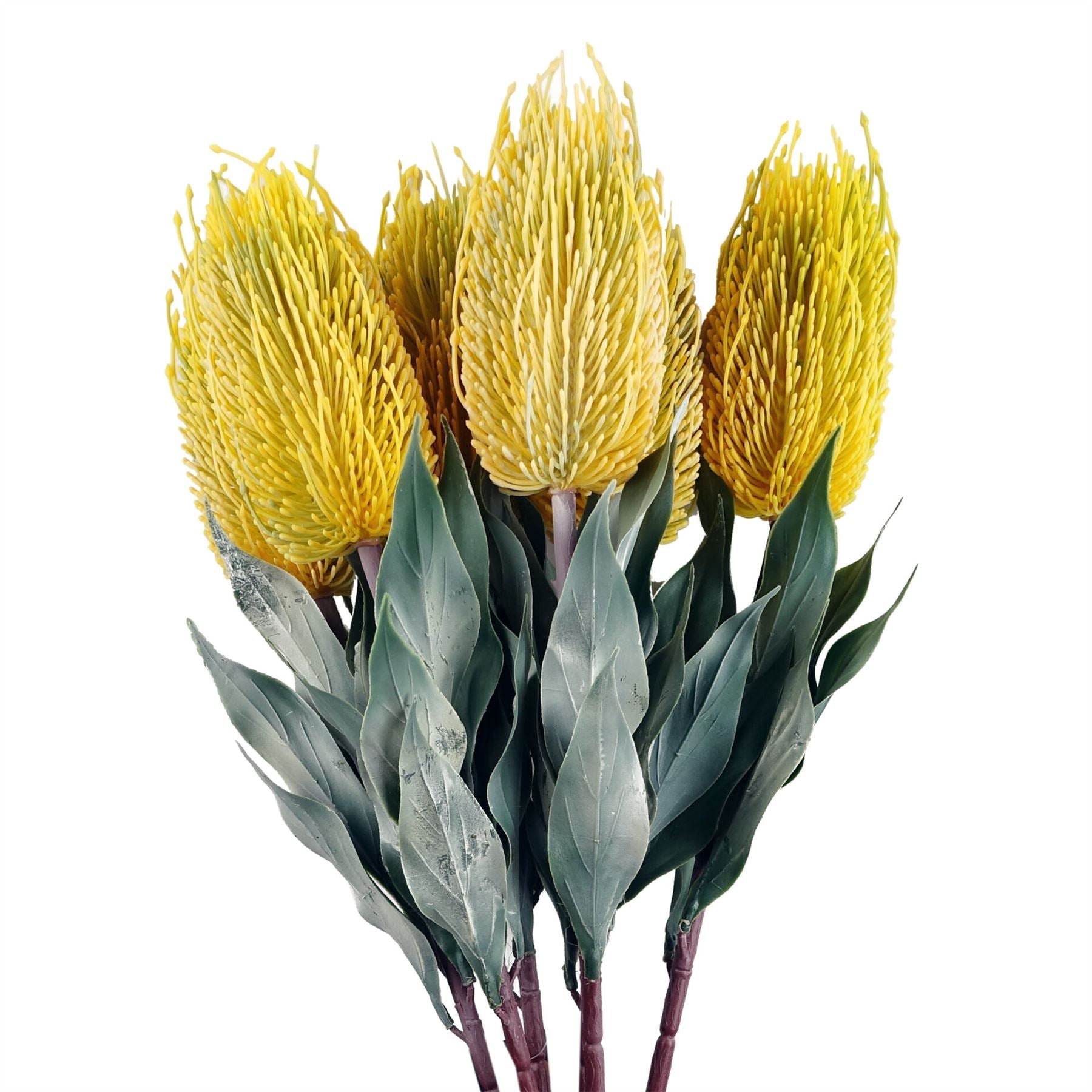 Pack of 6 x 75cm Banksia Menziesii Yellow Flower Stem Artificial-0
