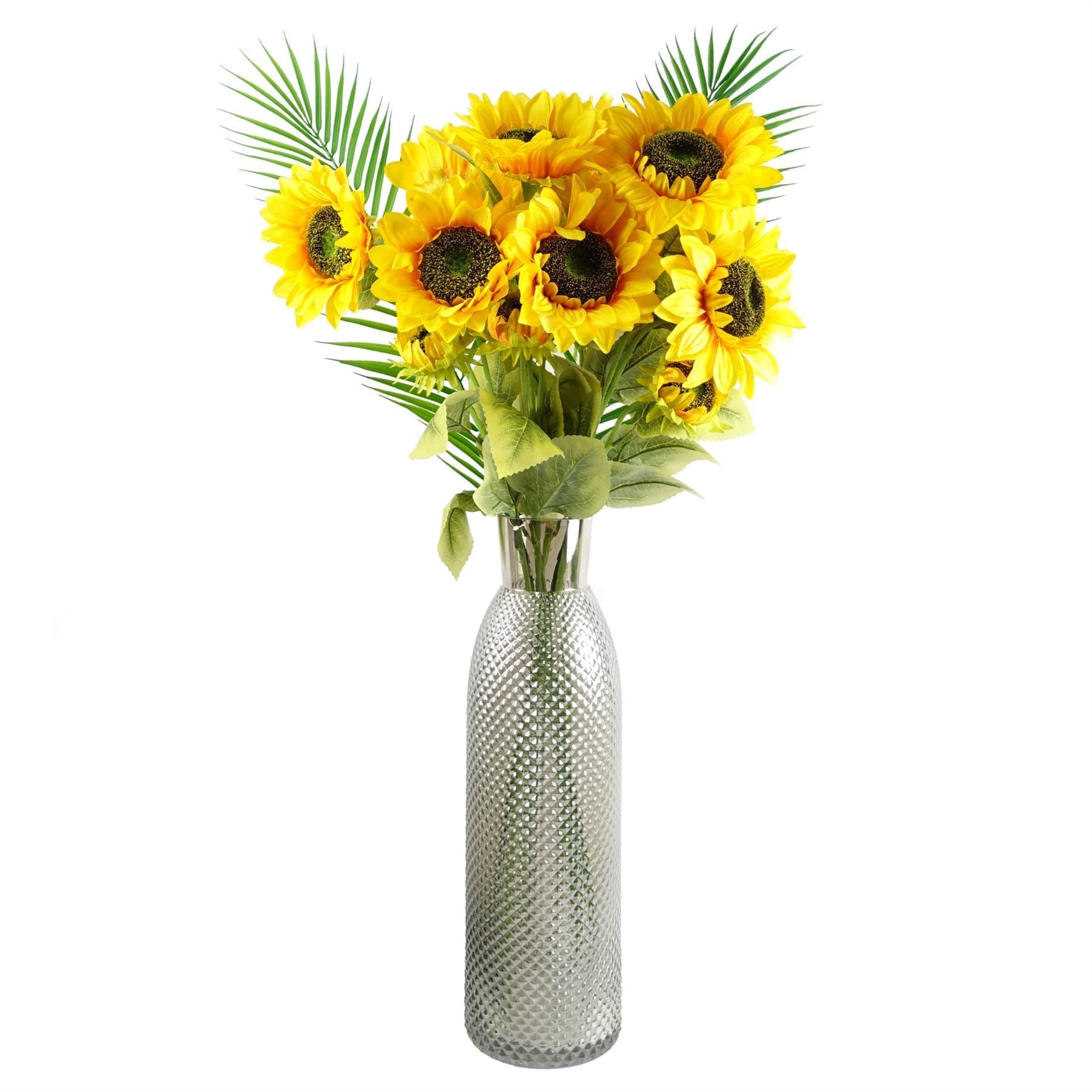 Pack of 6 x Artificial Flowers Yellow Sunflower - 3 heads 88cm-2