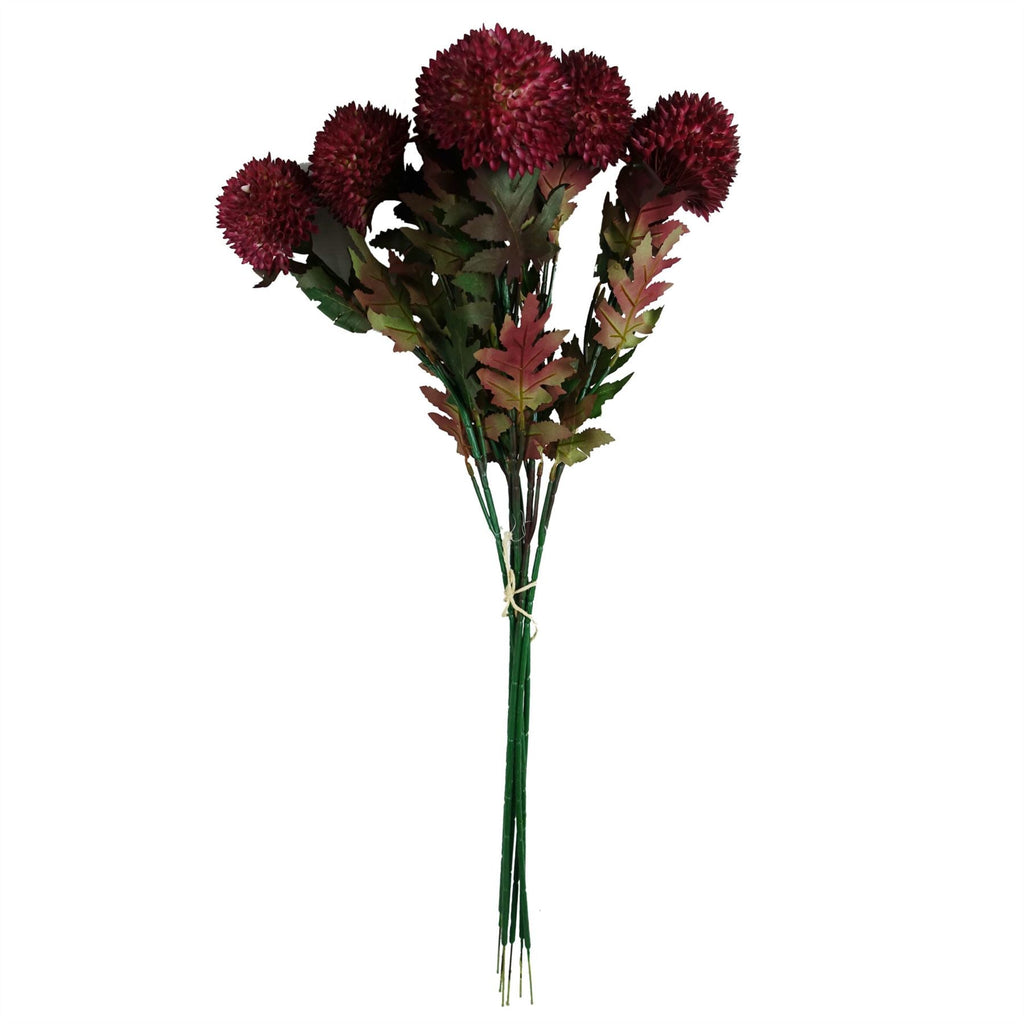 Pack of 6 x 70cm Large Ball Dahlia Artificial Flower Stem Pink-1
