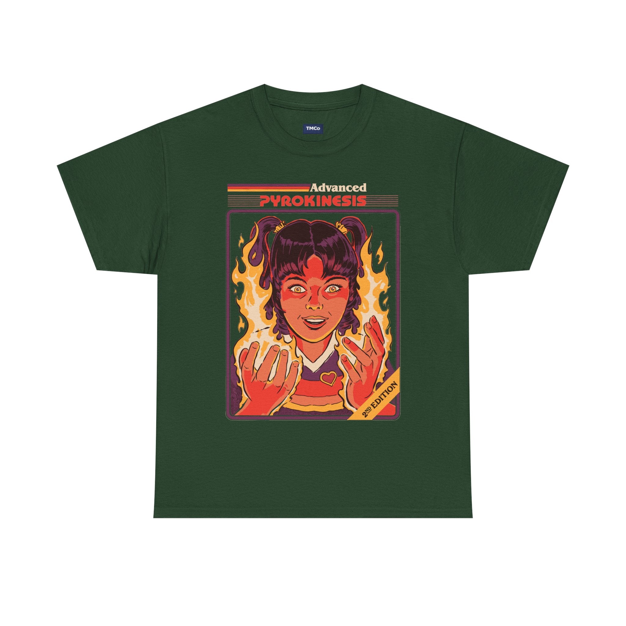 Psychokinesis Girl T-Shirt — Retro Anime Flame Illustration Tee