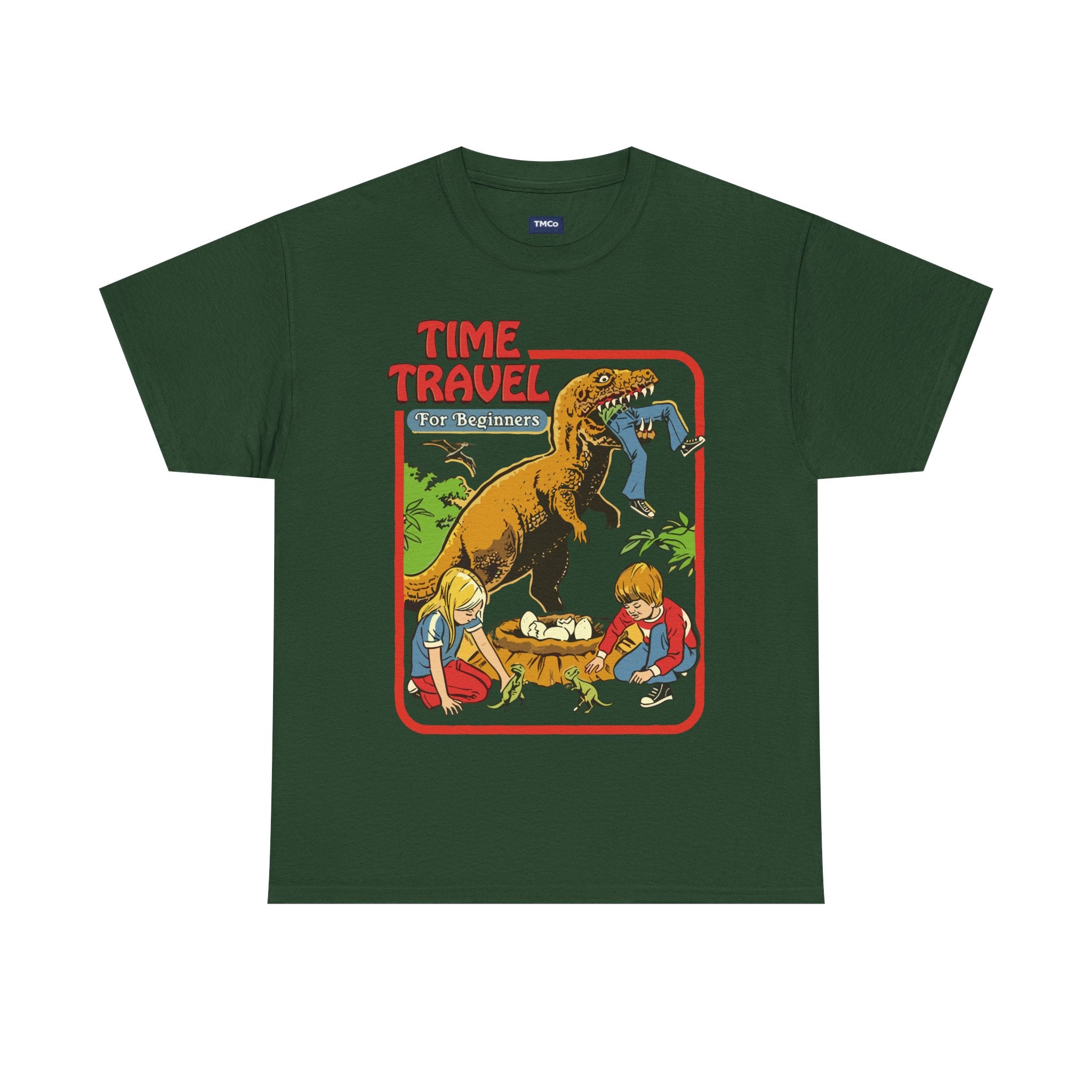 Time Travel Dino Tee — Retro Kids Adventure Graphic T-Shirt
