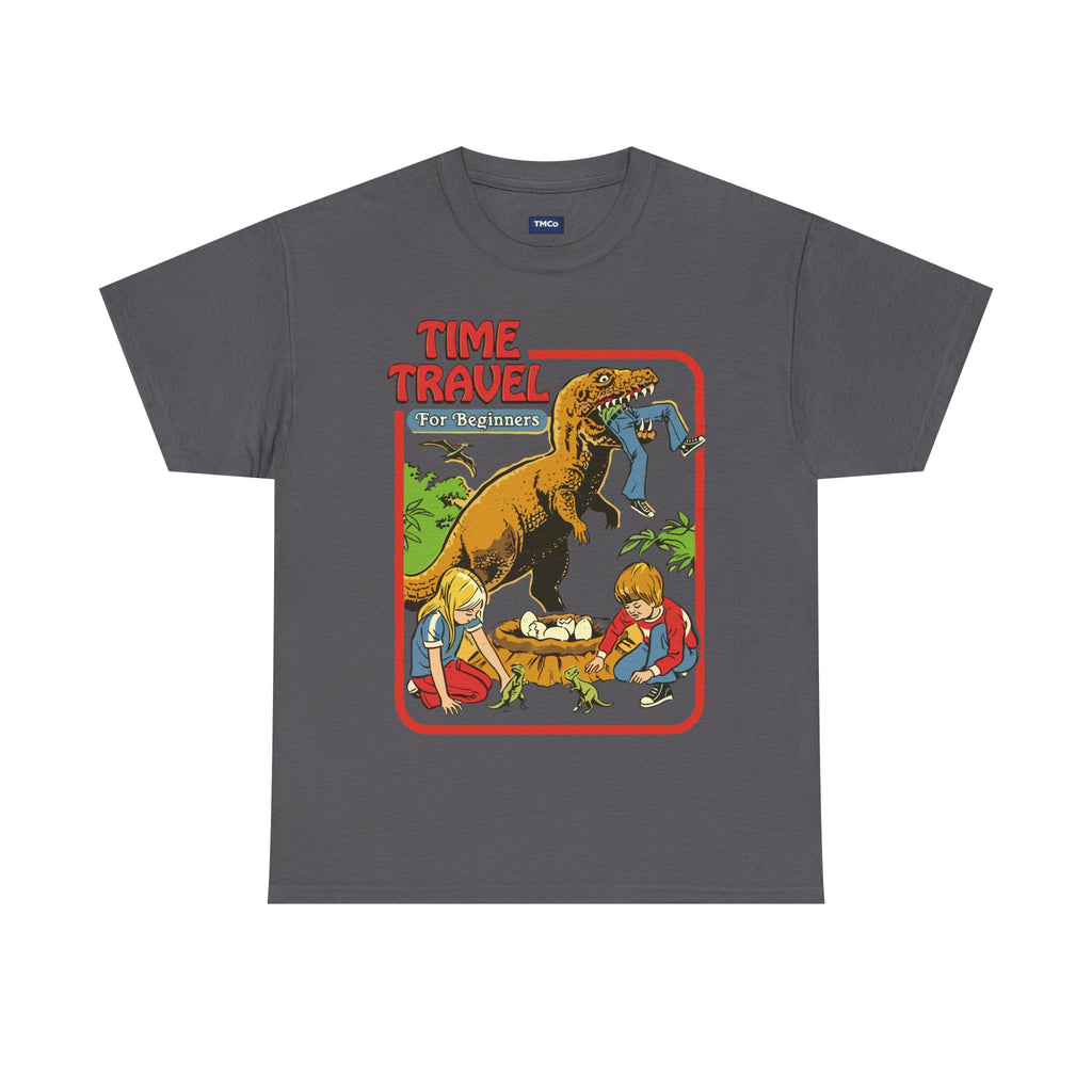 Time Travel Dino Tee — Retro Kids Adventure Graphic T-Shirt