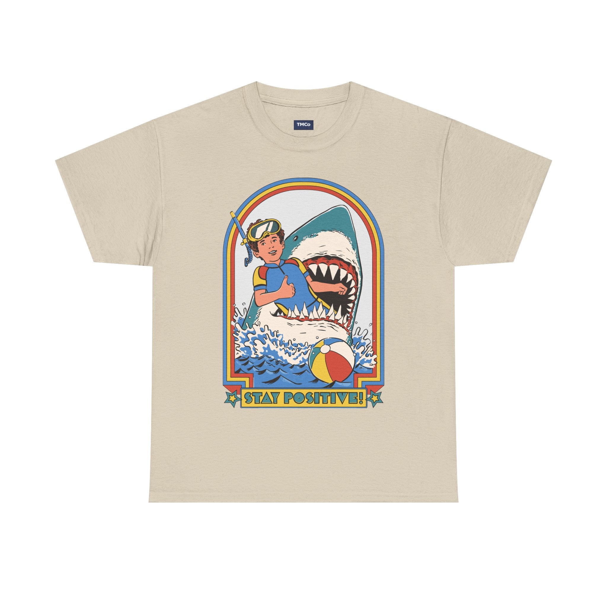 Stay Positive! Shark Retro Graphic Tee