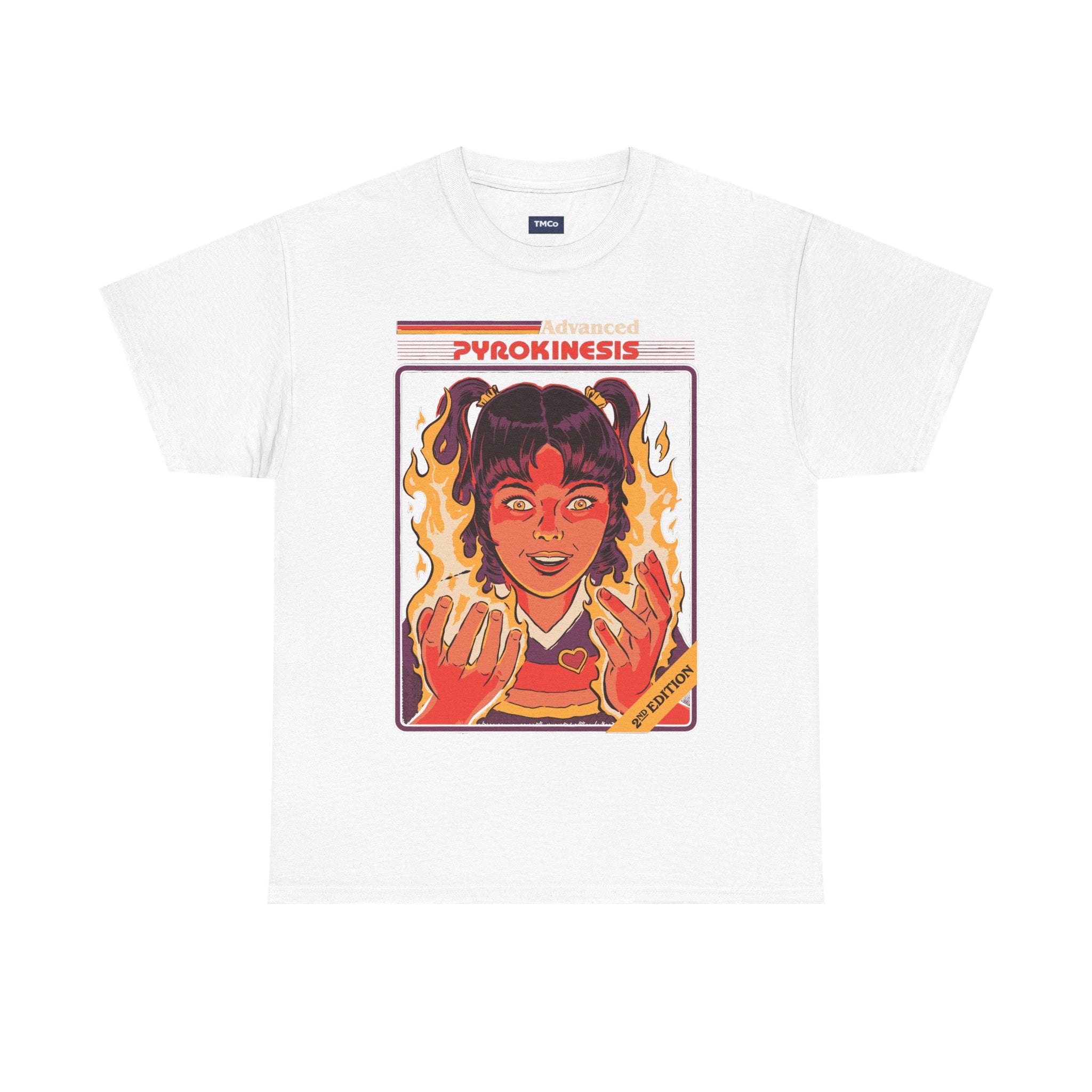 Psychokinesis Girl T-Shirt — Retro Anime Flame Illustration Tee