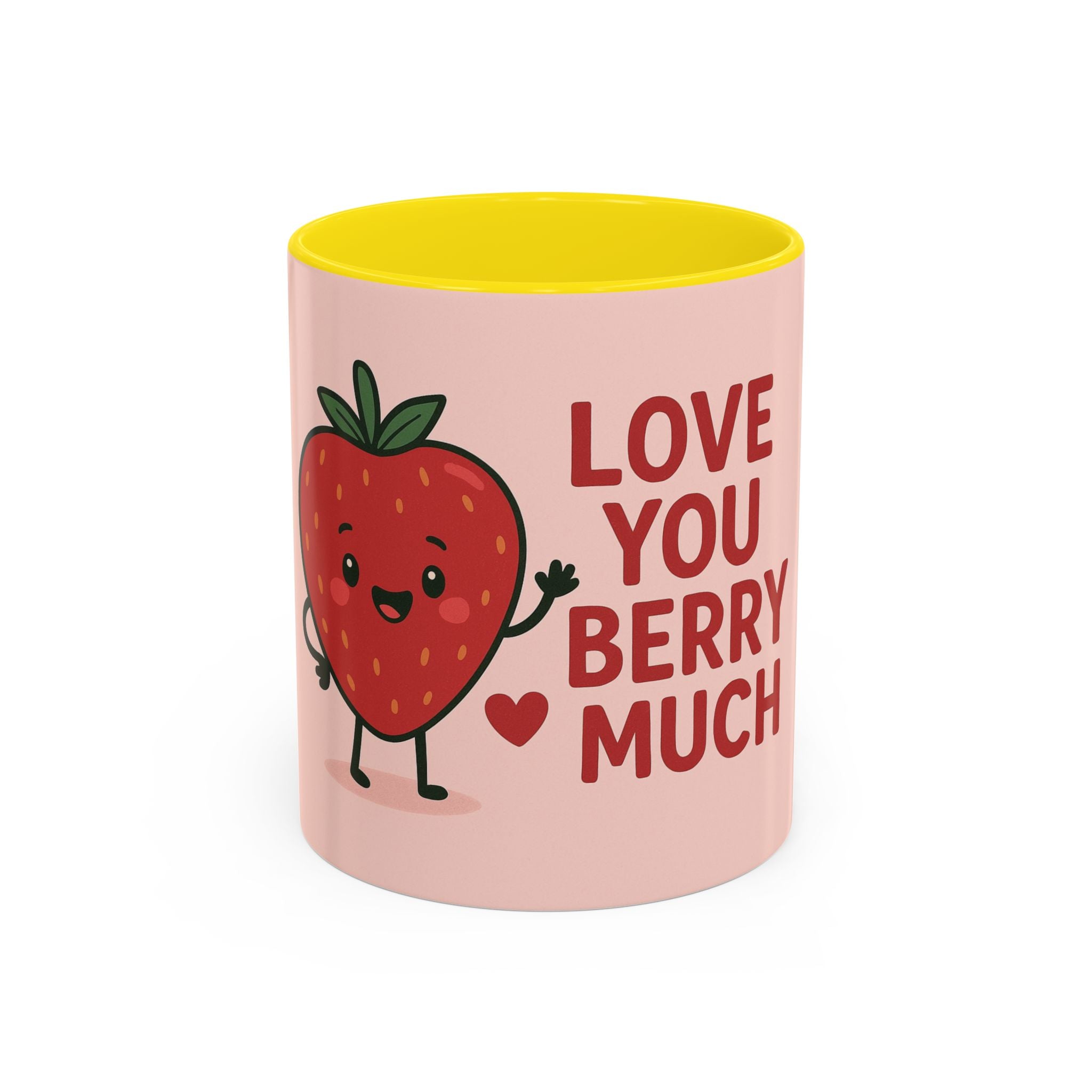 Love You Berry Much Coffee Mug — Cute Strawberry Pun Accent Mug